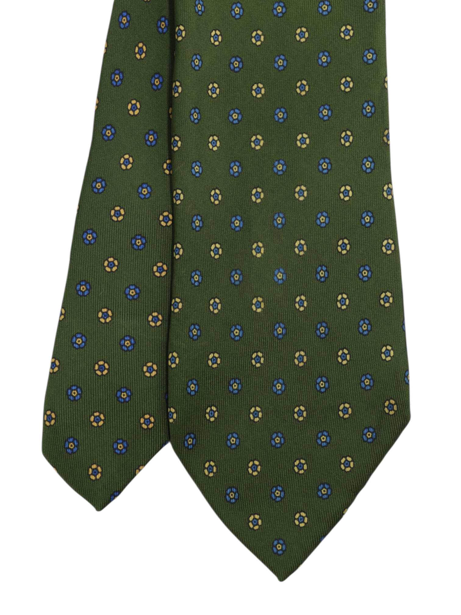 E.Marinella Green & Blue Silk Floral Pattern Tie