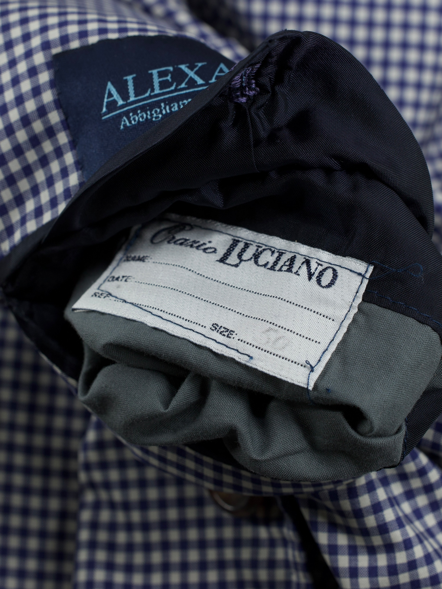 Orazio Luciano Blue & White Lightweight-Wool Gingham-Check Jacket