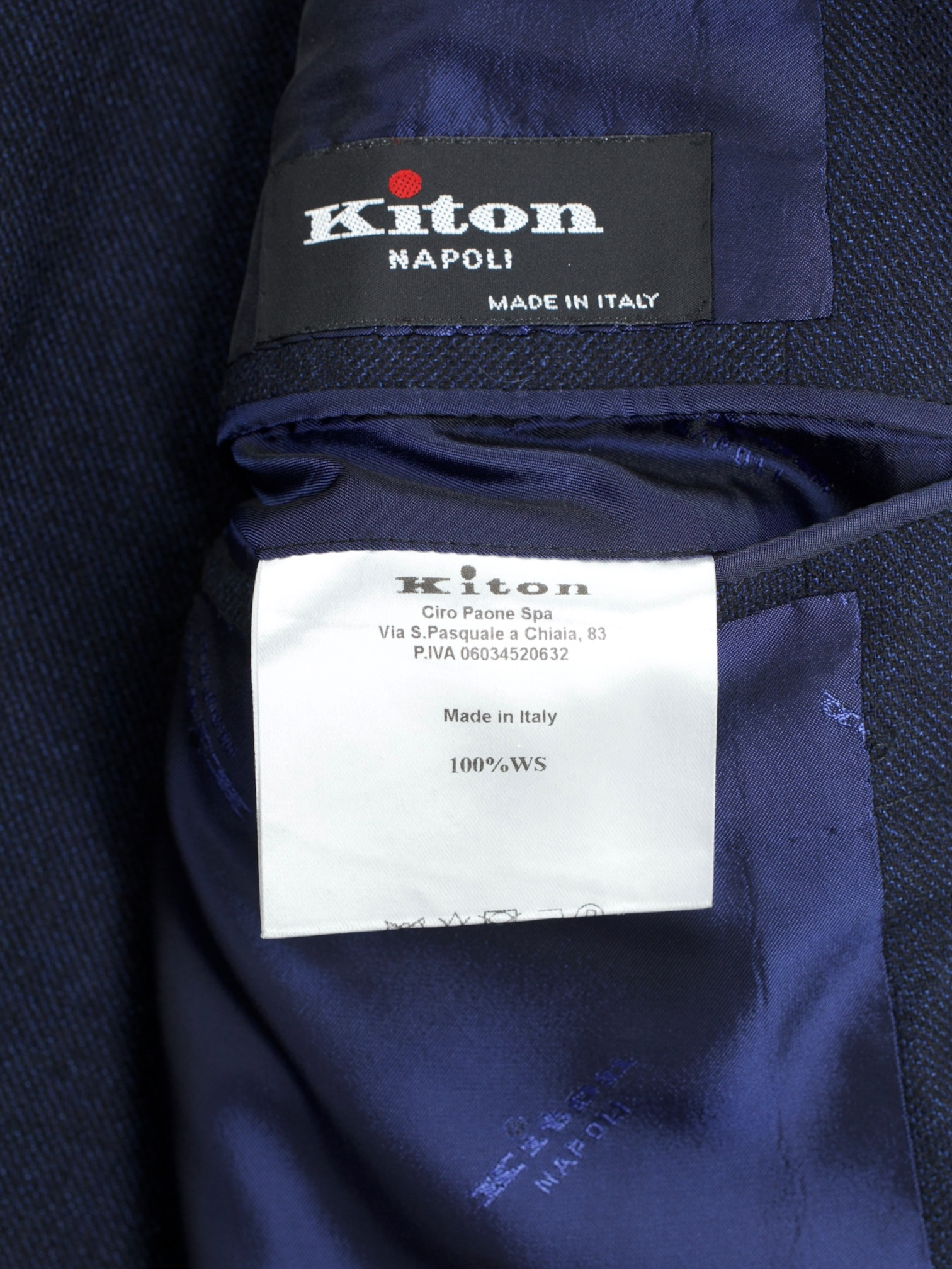 Kiton Navy Pure Cashmere Bicolor Micro-Pattern Winter Suit