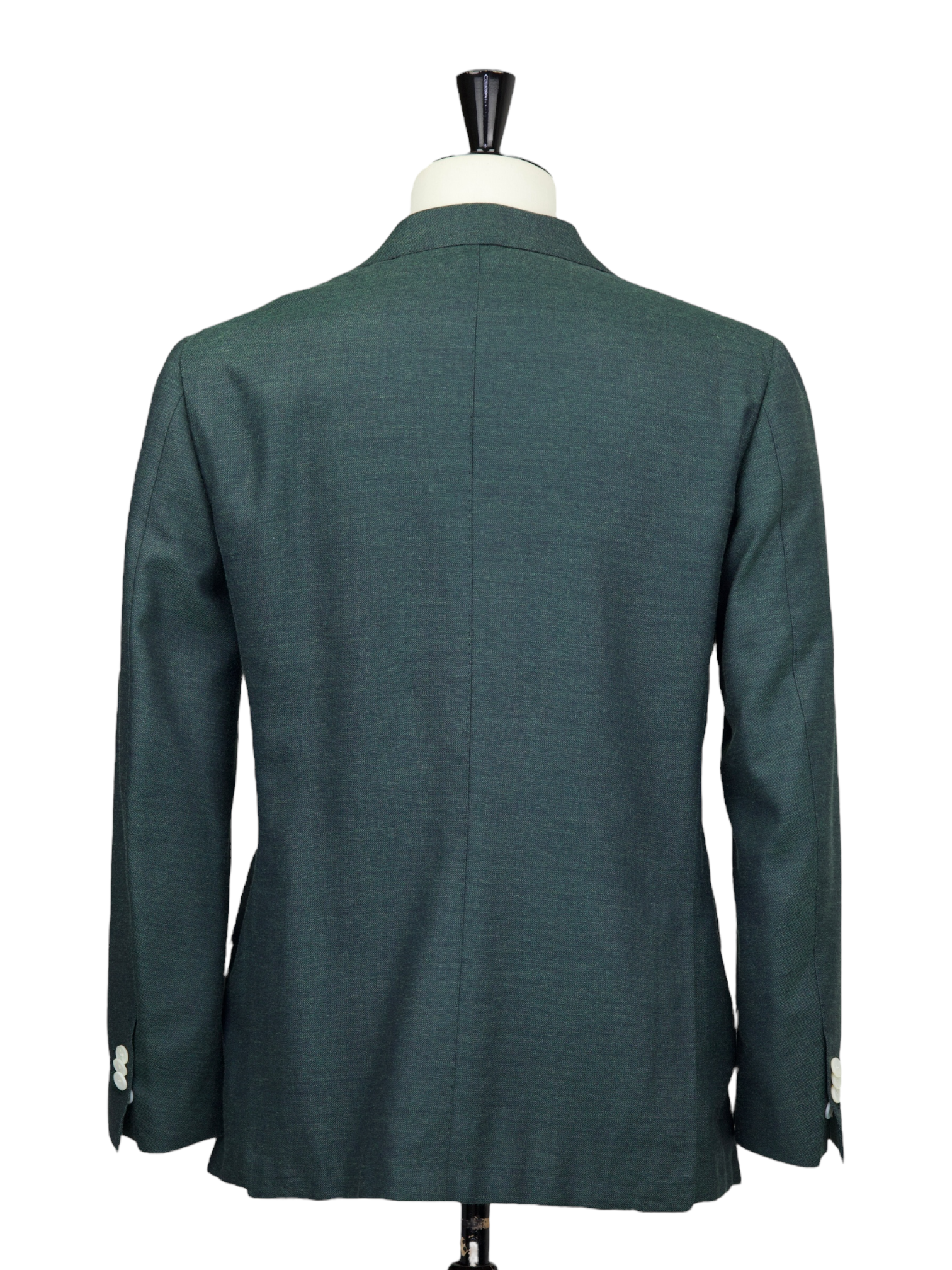 Cesare Attolini Bottle Green Wool, Silk & Linen Hopsack Jacket