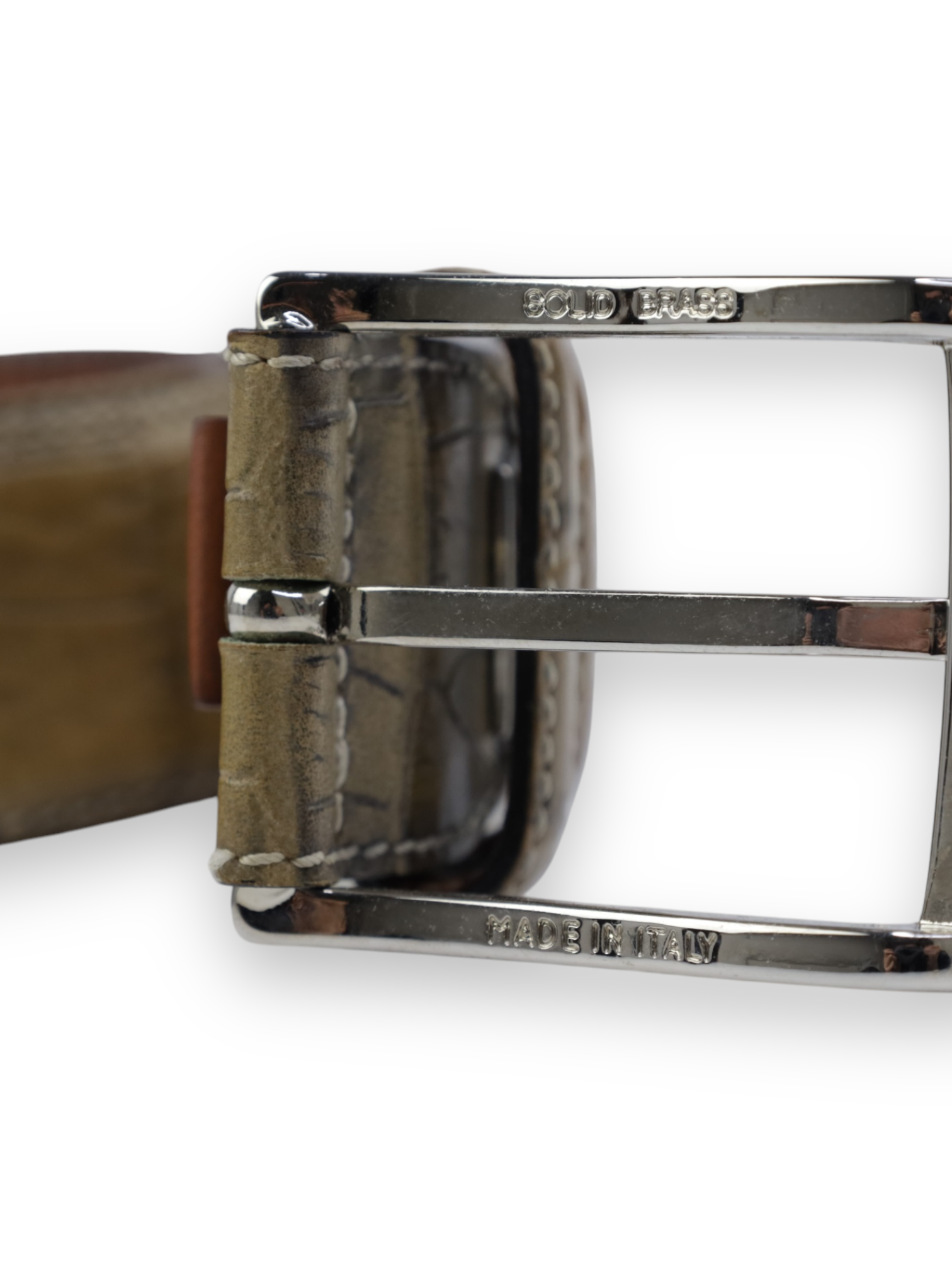 Santoni Light Brown Crocodile Leather Belt