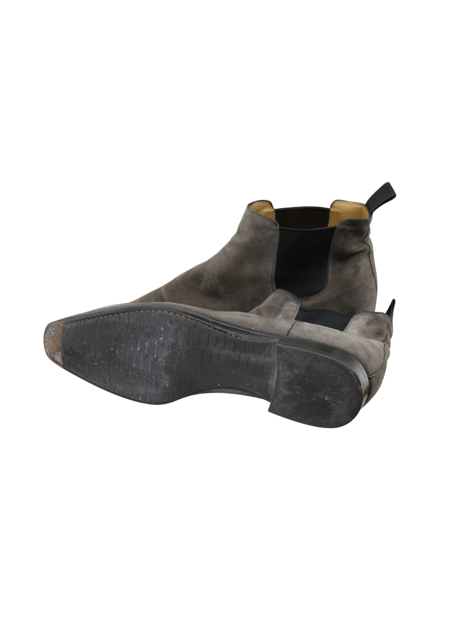 Santoni Warm Grey Suede Chelsea Boots