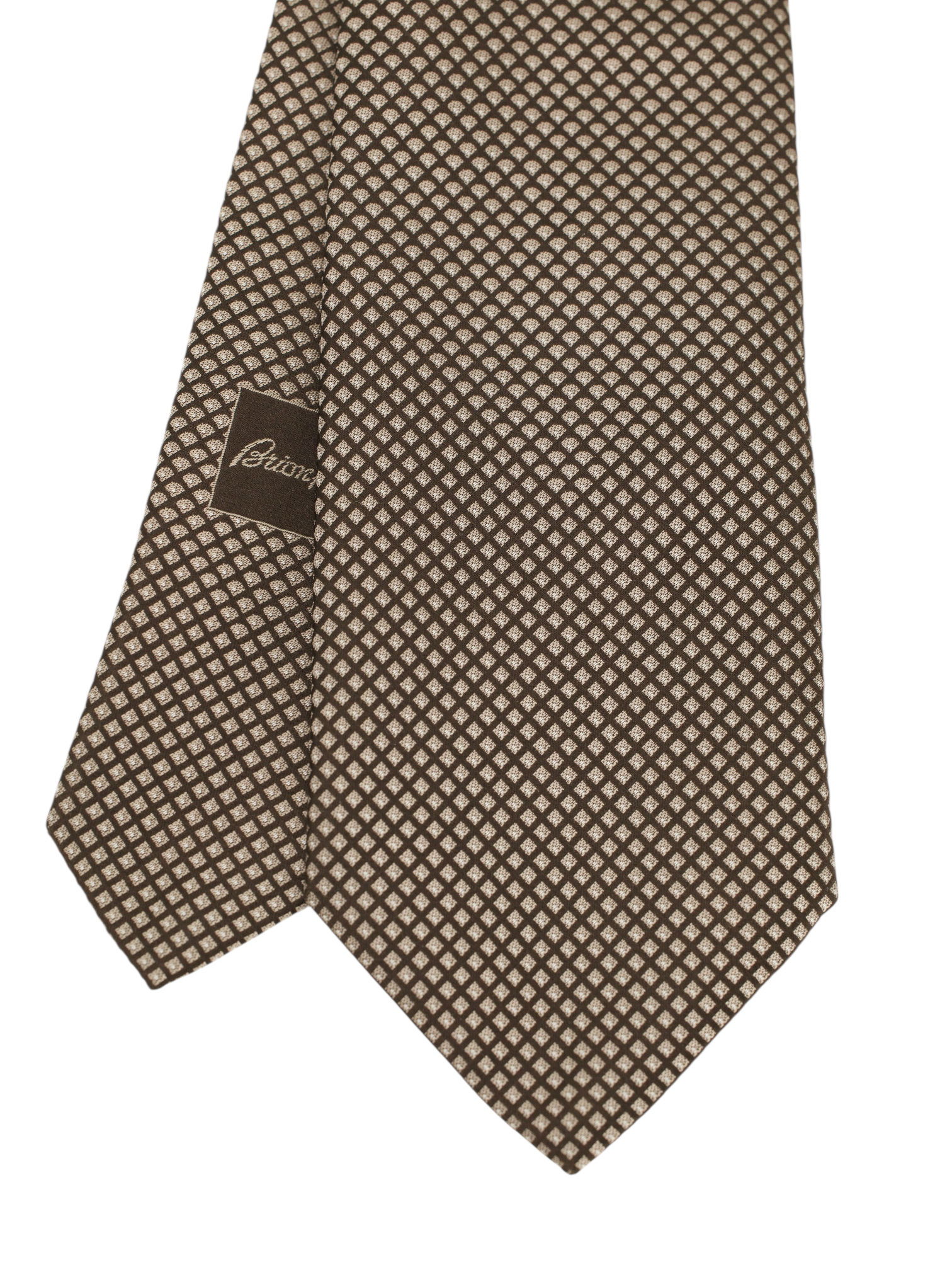 Brioni Warm Taupe & Light Brown Silk Geometric Tie