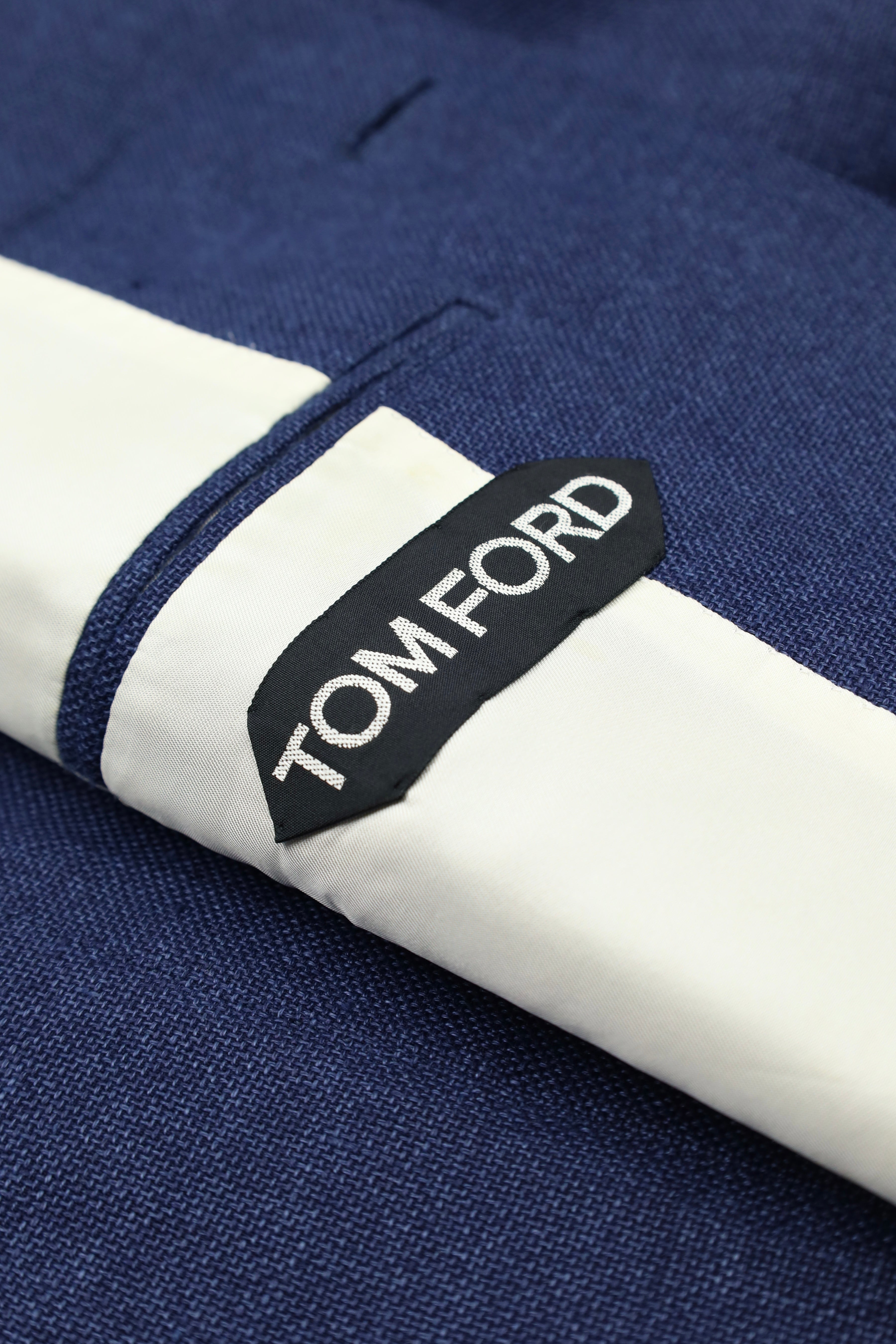 Tom Ford Cobalt Blue Linen, Wool & Mulberry Silk Wetherby Jacket