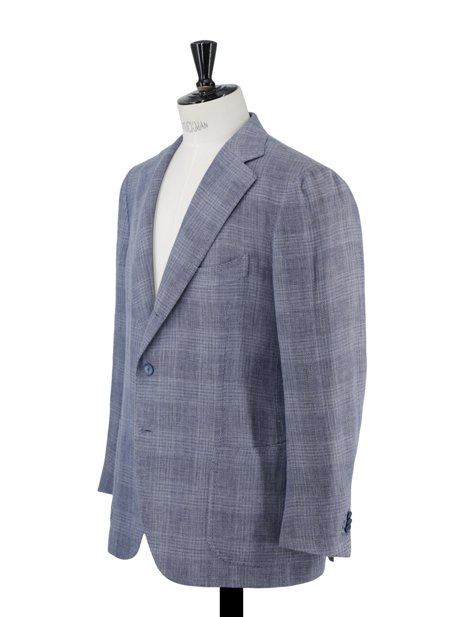 Cesare Attolini Steel Blue Linen & Wool Glenplaid Jacket