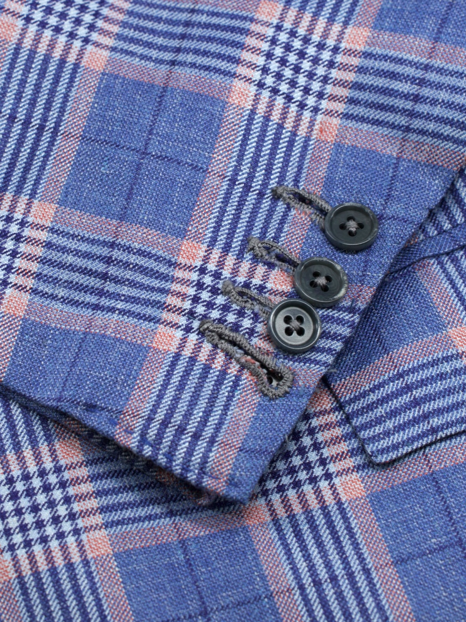 Kiton Light Blue & Pink Cashmere, Linen & Silk Tartan Jacket