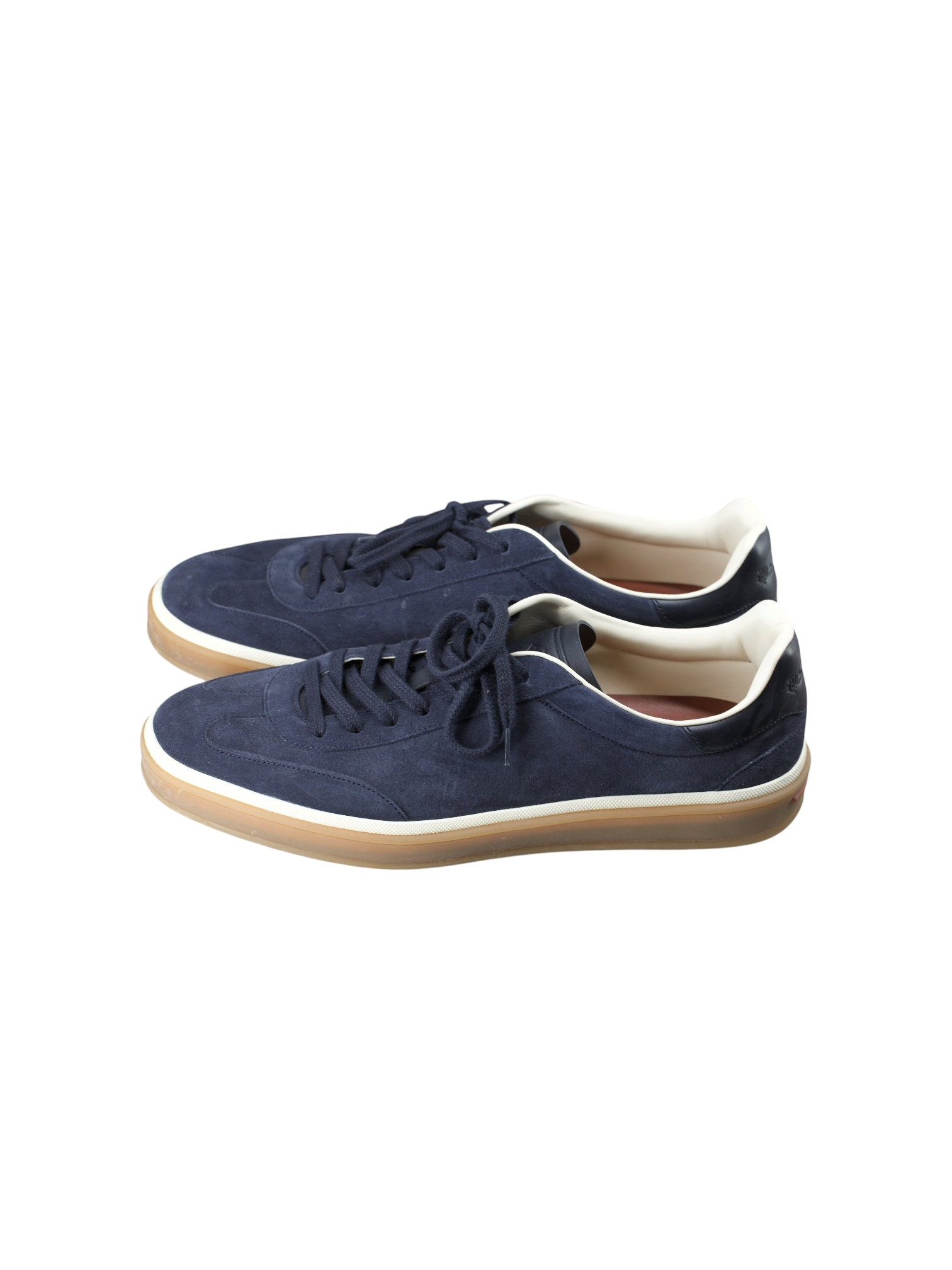 Loro Piana Navy Suede Calf-Split Tennis Walk Sneakers