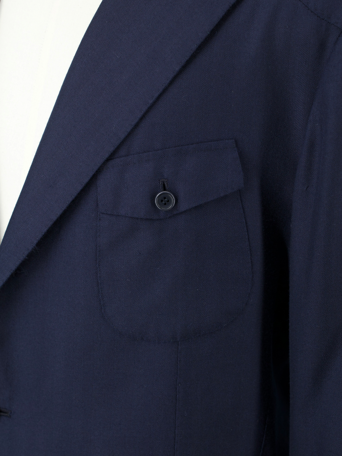 Orazio Luciano Navy Cashmere & Silk Safari-Style Herringbone Jacket