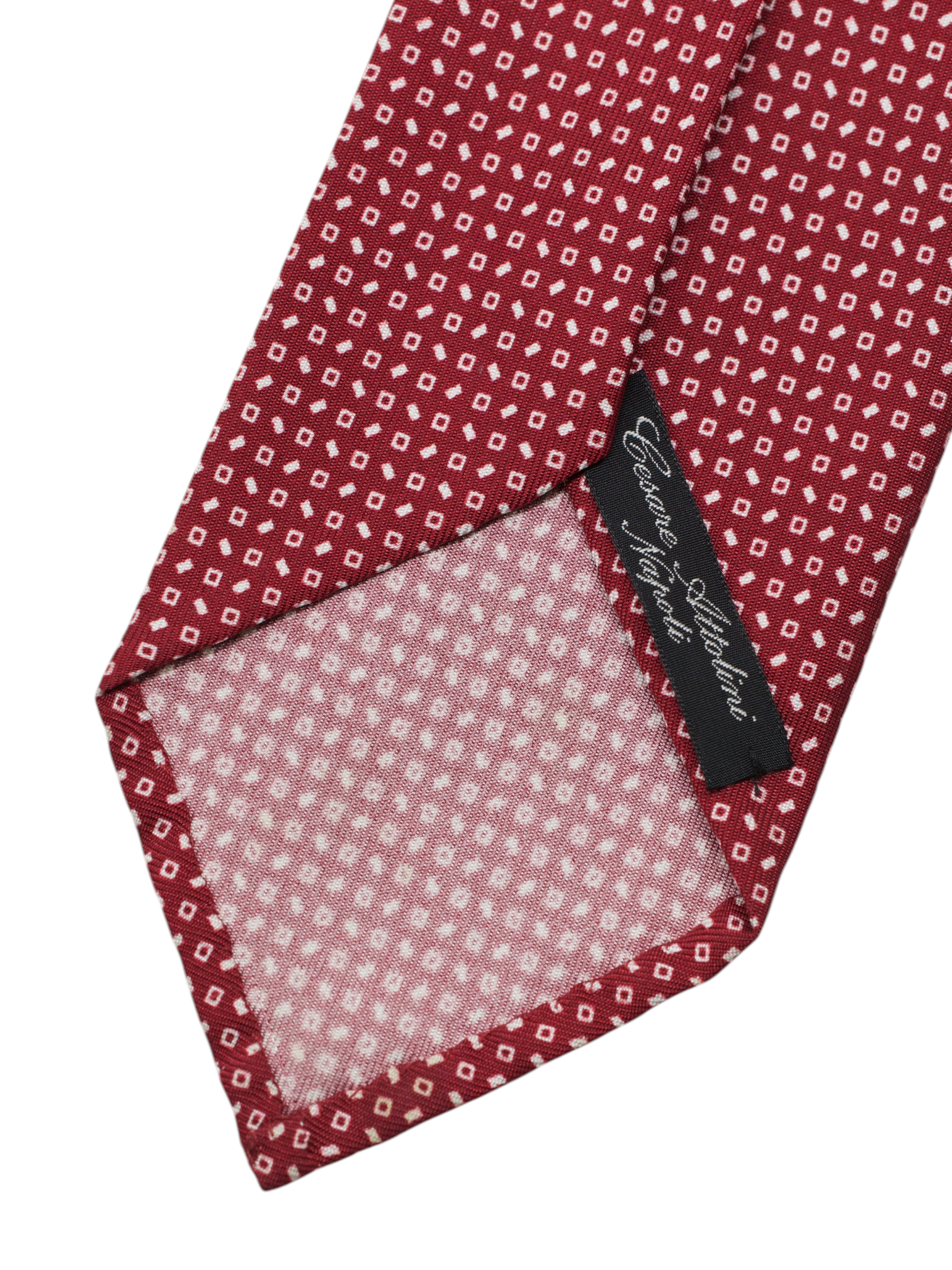 Cesare Attolini Cardinal Red & White Silk Geometric-Pattern Tie
