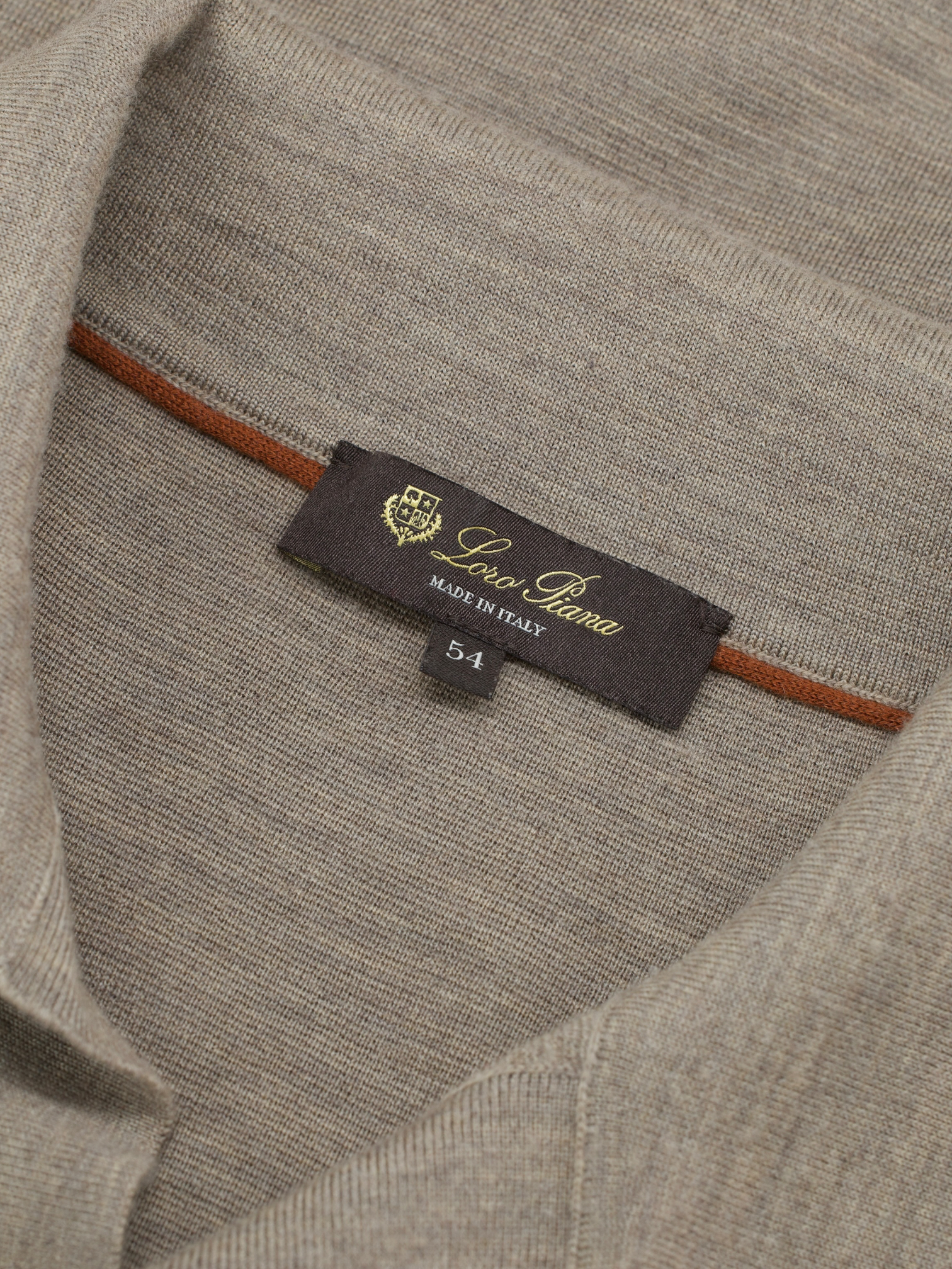 Loro Piana Light Brown Wish® Wool Jersey Buttonless Long-Sleeve Polo