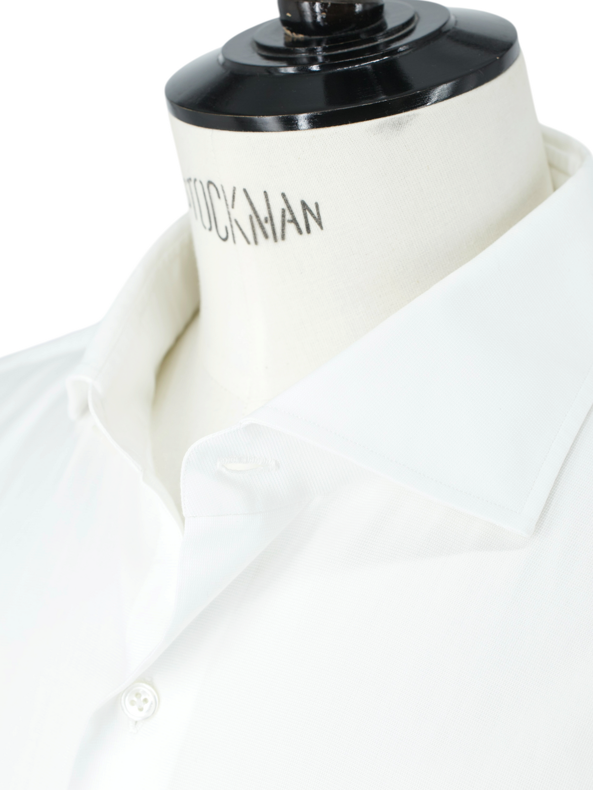 Finamore White Dobby-Cotton Spread-Collar Shirt