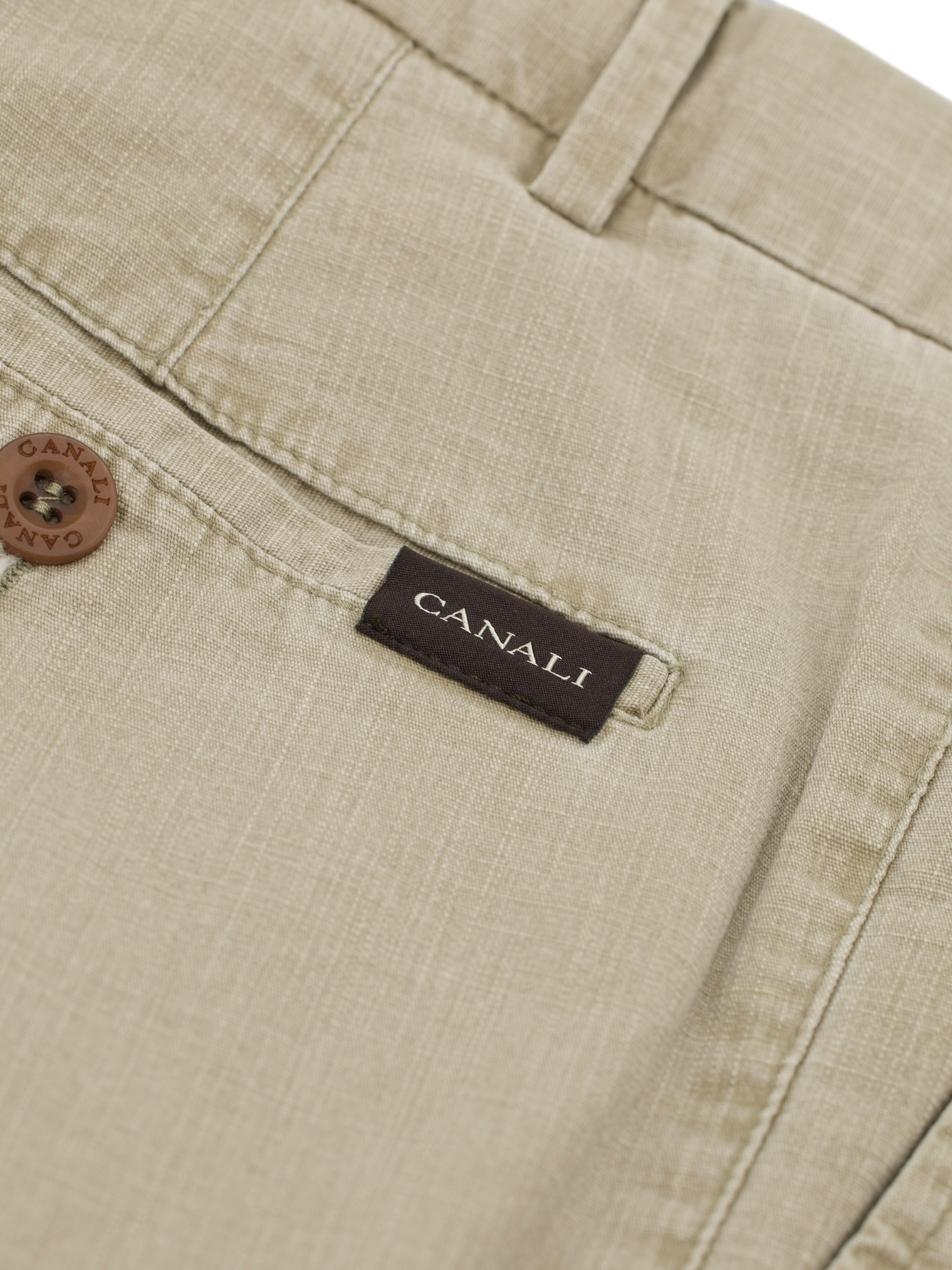 Canali Sand Cotton Stretch Melange Tapered Dress Chino