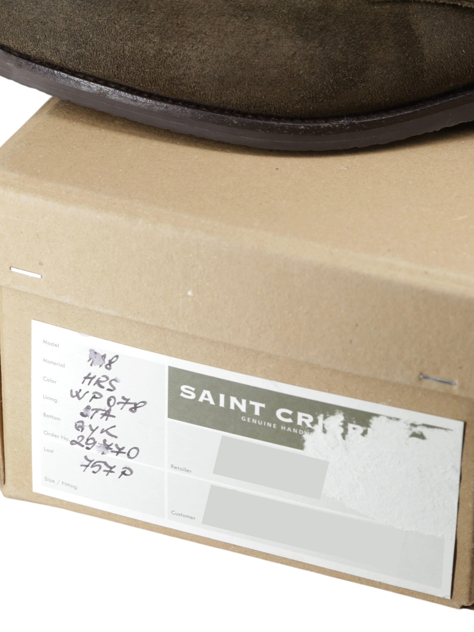 Saint Crispin's Olive Drab Suede Two-Eyelets "118" Derby