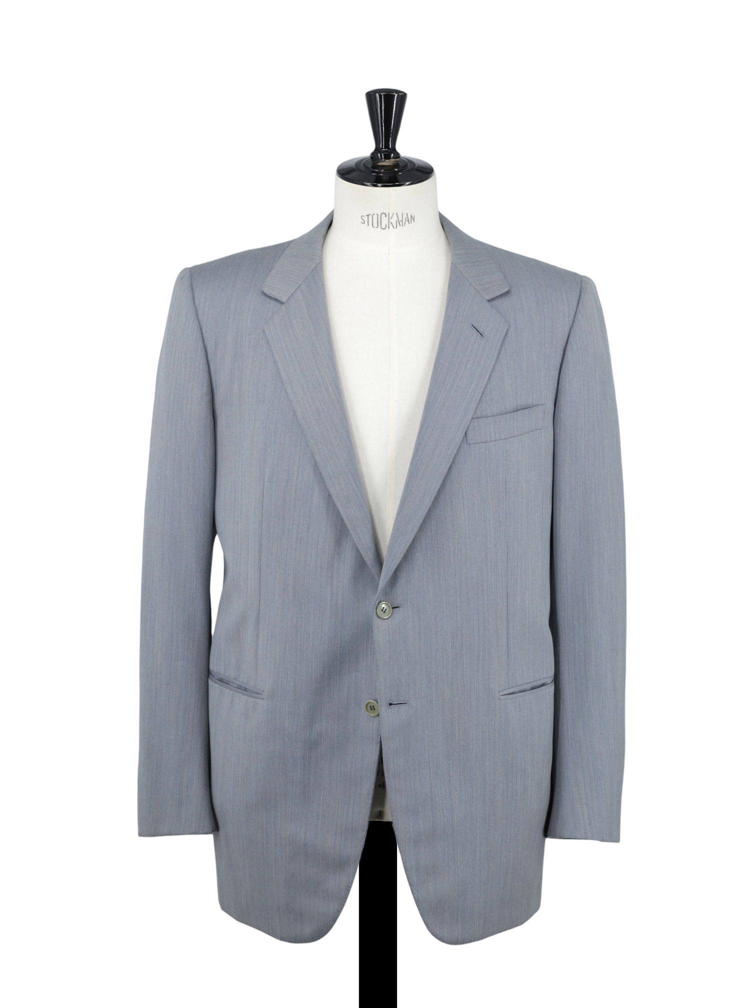 Brioni Light Grey & Blue Wool Iridescent-Herringbone Roman-Style Suit