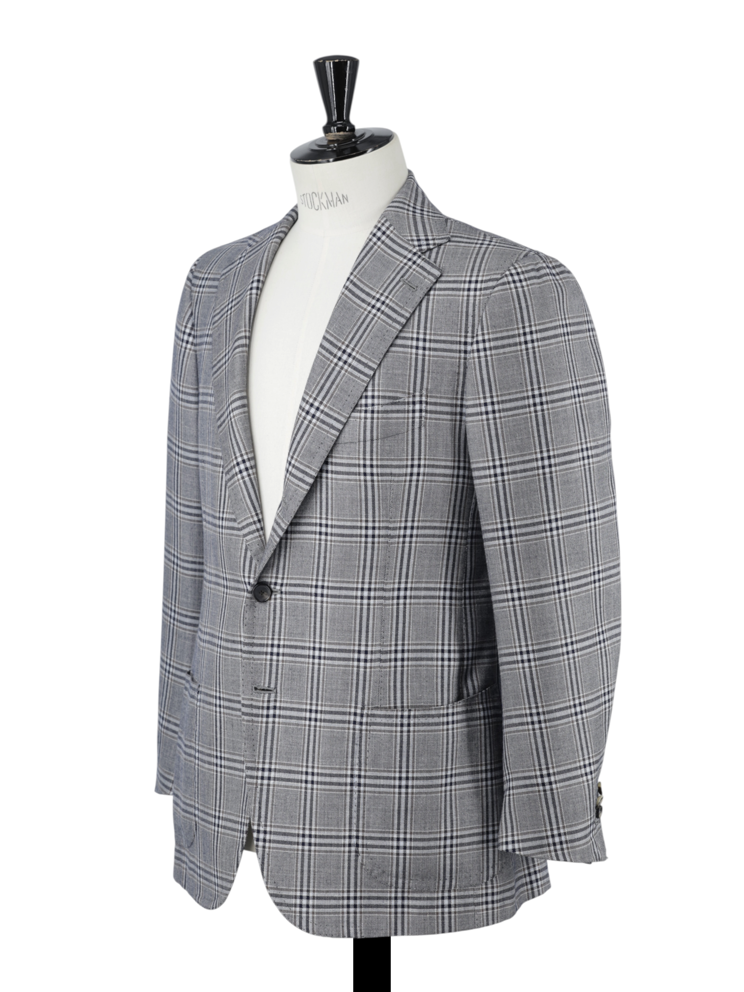 Cesare Attolini Taupe Super 140's, Silk & Linen Windowpane Jacket