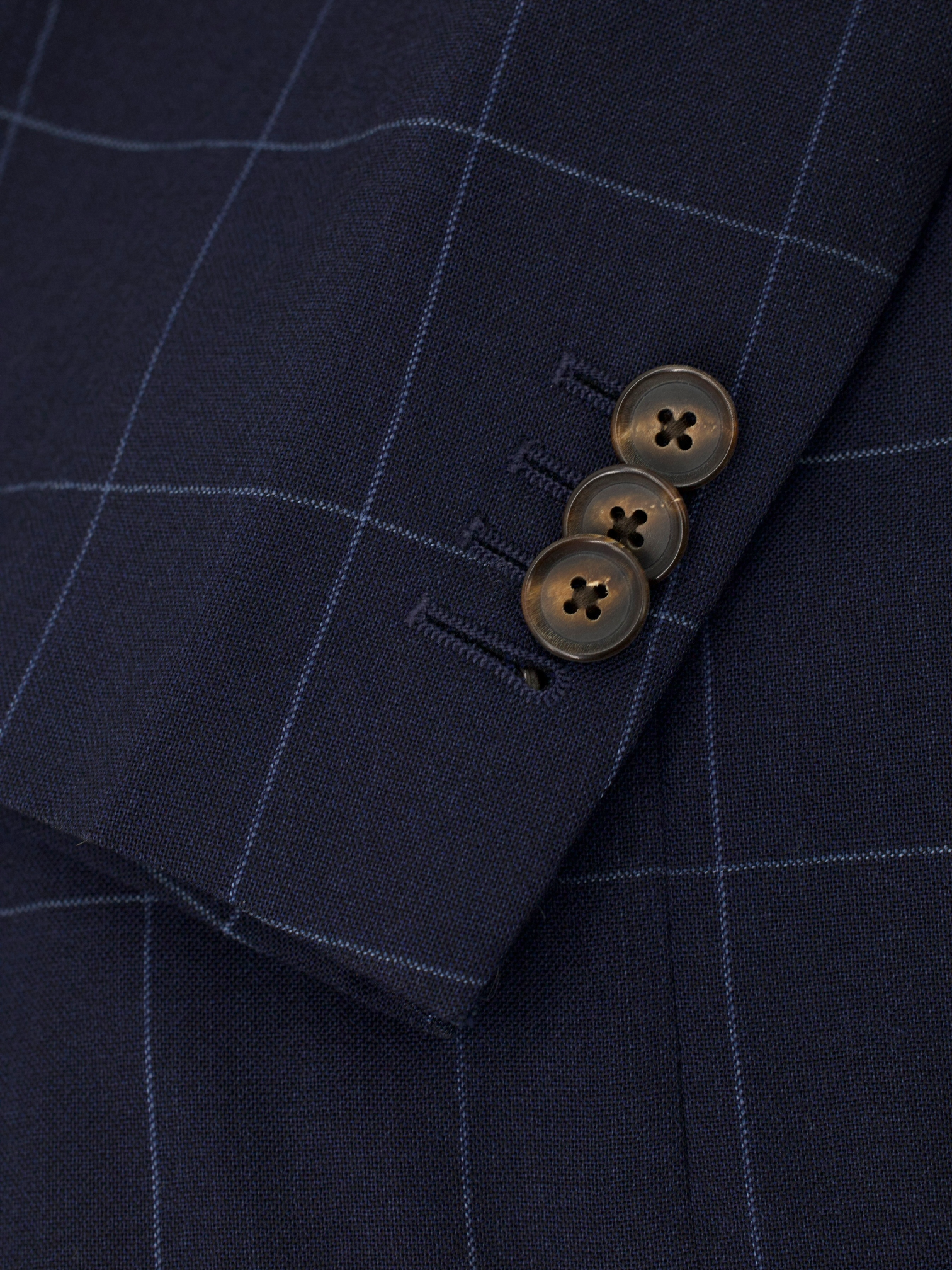 Caruso Navy & Light Blue Wool Windowpane Suit