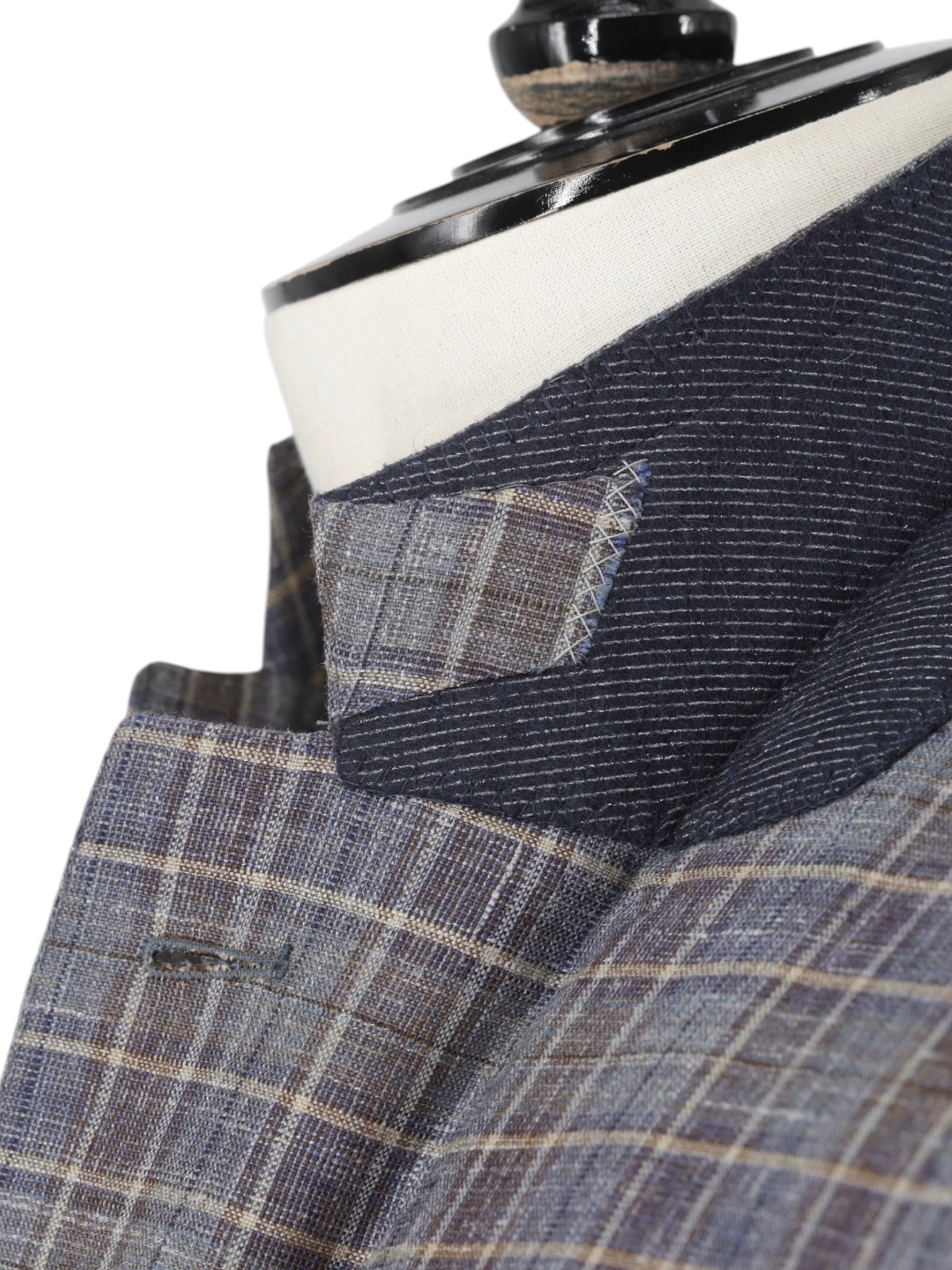 Ermenegildo Zegna Taupe & Wine Red Wool, Silk & Linen Checkered Jacket