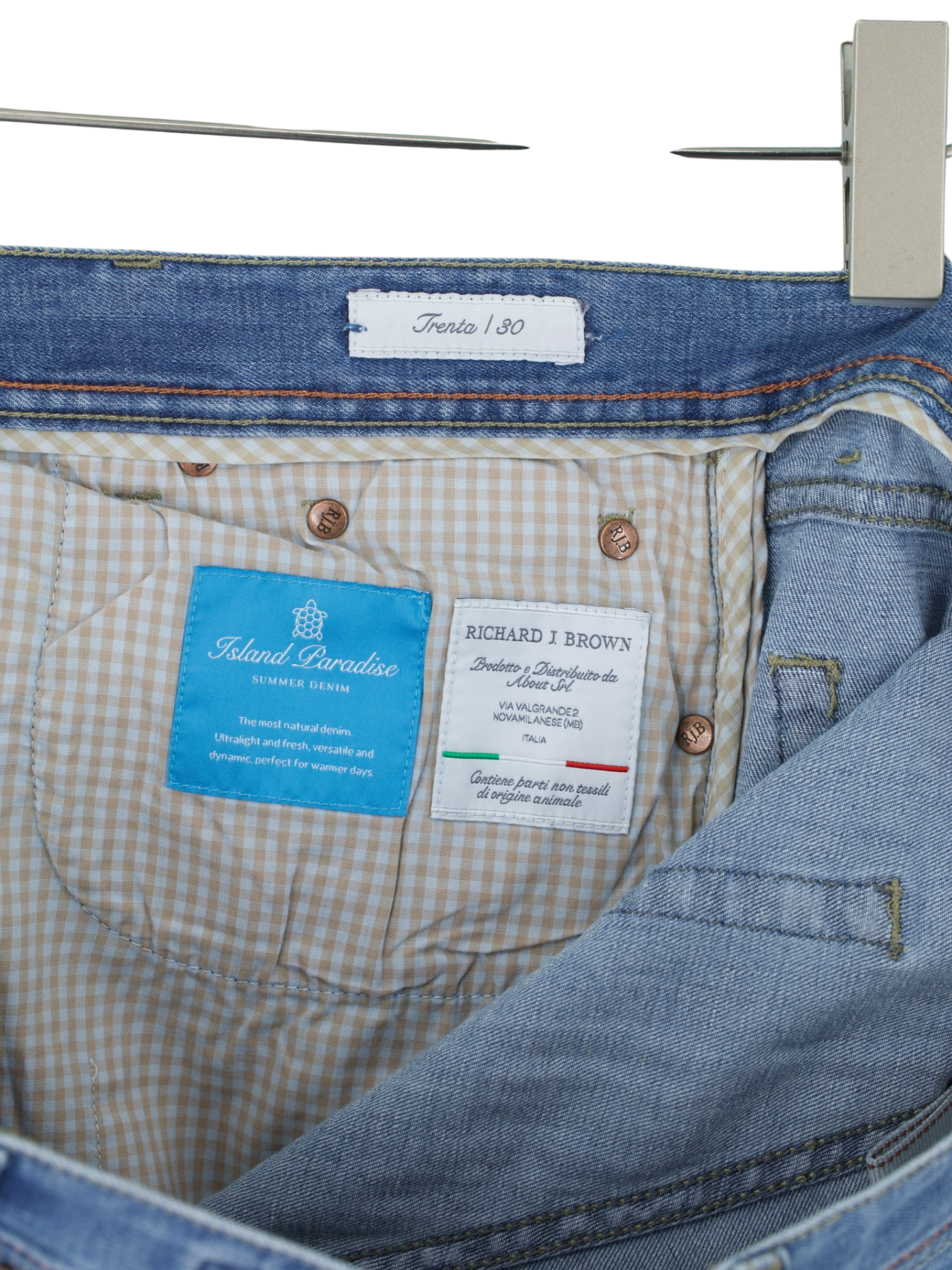 Richard J. Brown Light Blue Cotton, Linen & Stretch "Tokyo-S" Jeans
