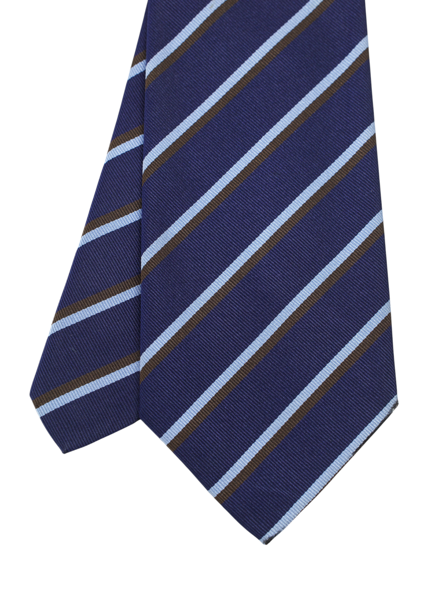 E.Marinella Dark Blue & Brown Silk Multi-Stripe Tie
