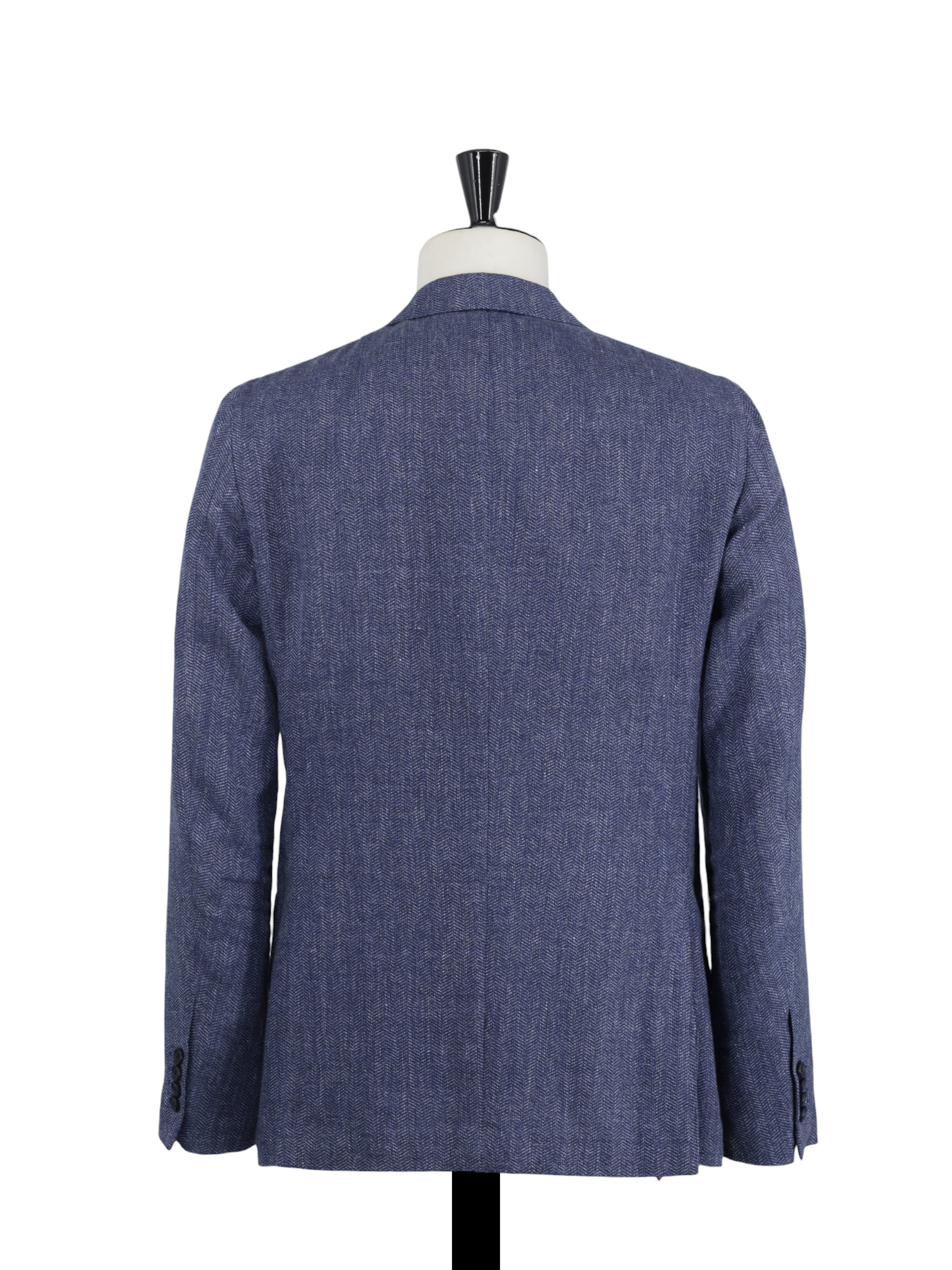 Caruso Denim Blue Linen & Cotton Herringbone Aida Jacket