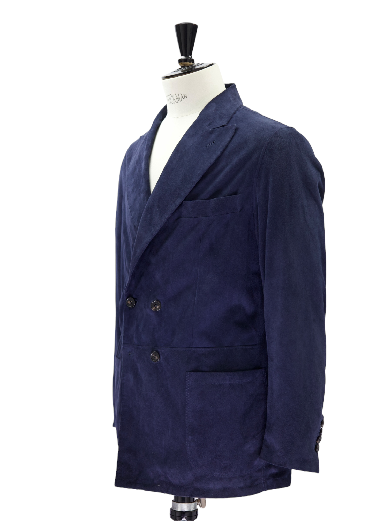 Rifugio Navy Double-Breasted Suede Blazer