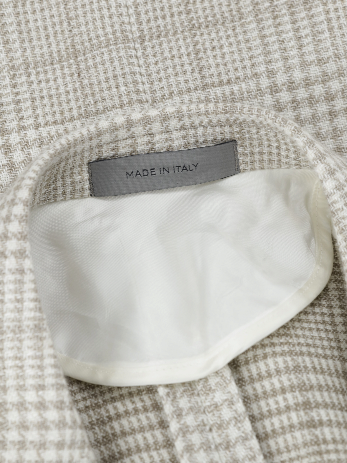 Corneliani Greige Wool & Linen Prince of Wales Jacket