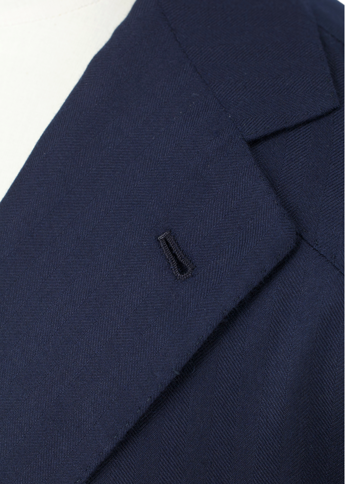 Orazio Luciano Navy Cashmere & Silk Safari-Style Herringbone Jacket