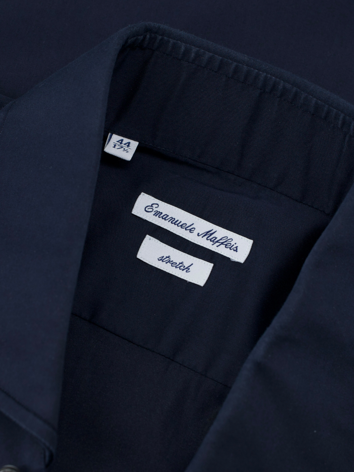 Emanuele Maffeis Midnight Blue Cotton-Stretch Dress Shirt