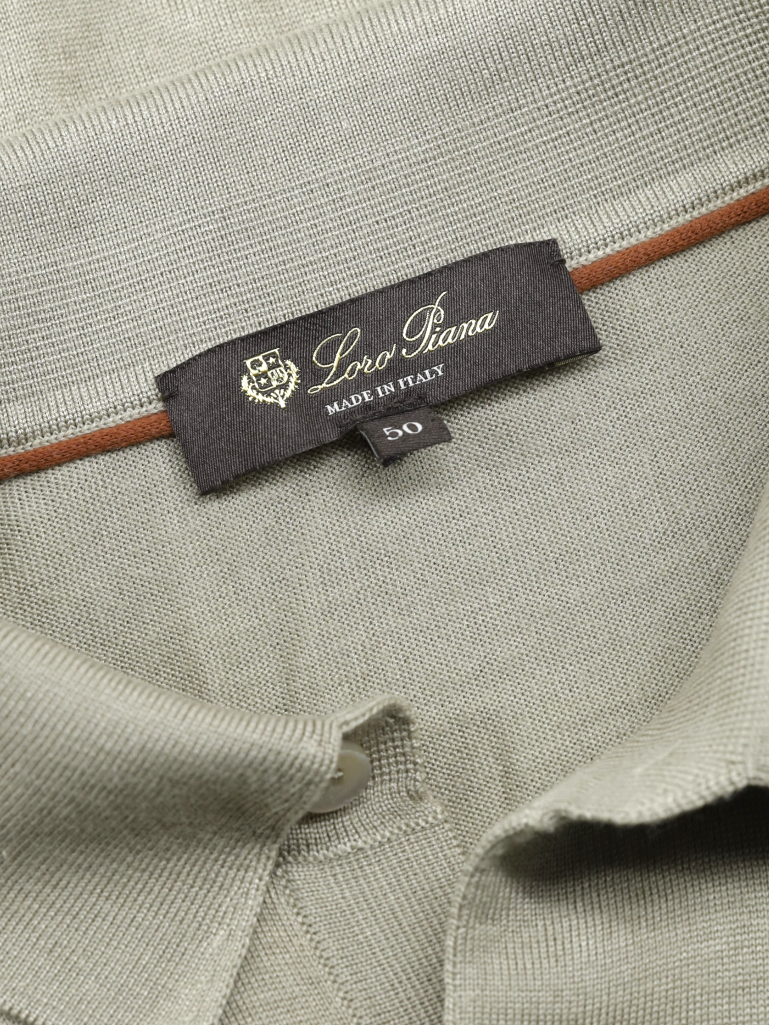 Loro Piana Muted Green Wool, Silk & Cashmere "Sottile" Polo