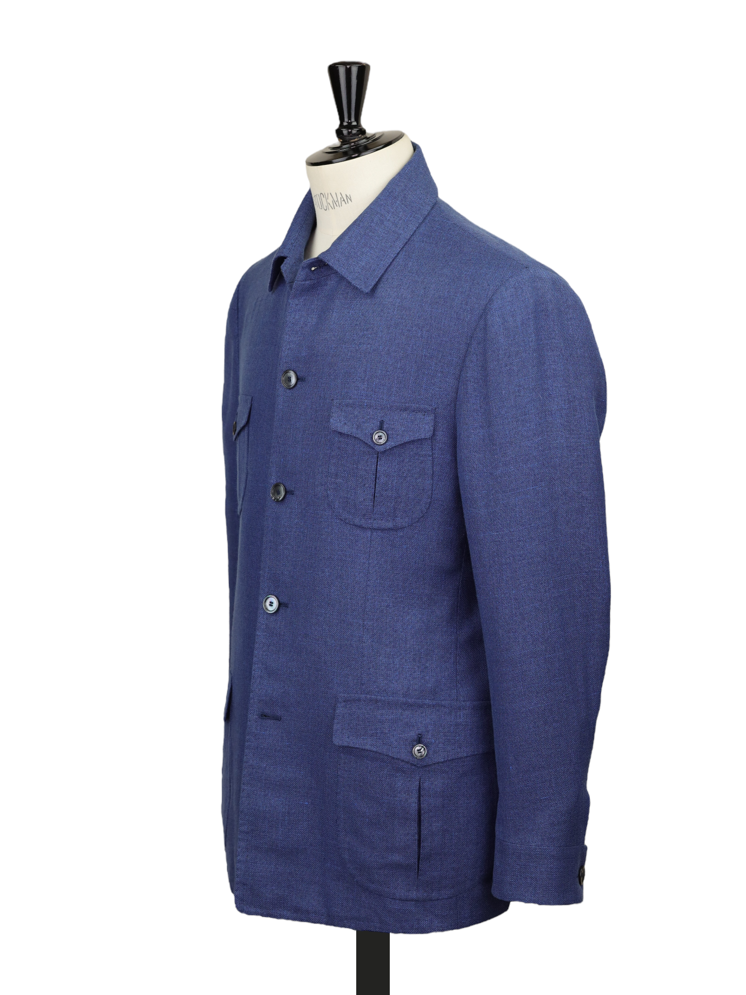 Cesare Attolini Cobalt Blue Wool, Silk & Linen Hopsack Safari-Overshirt