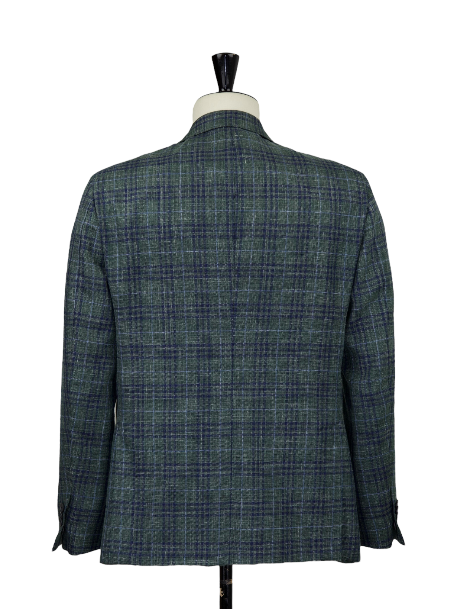 Corneliani Sartoria Green Wool, Silk & Linen Overcheck Jacket