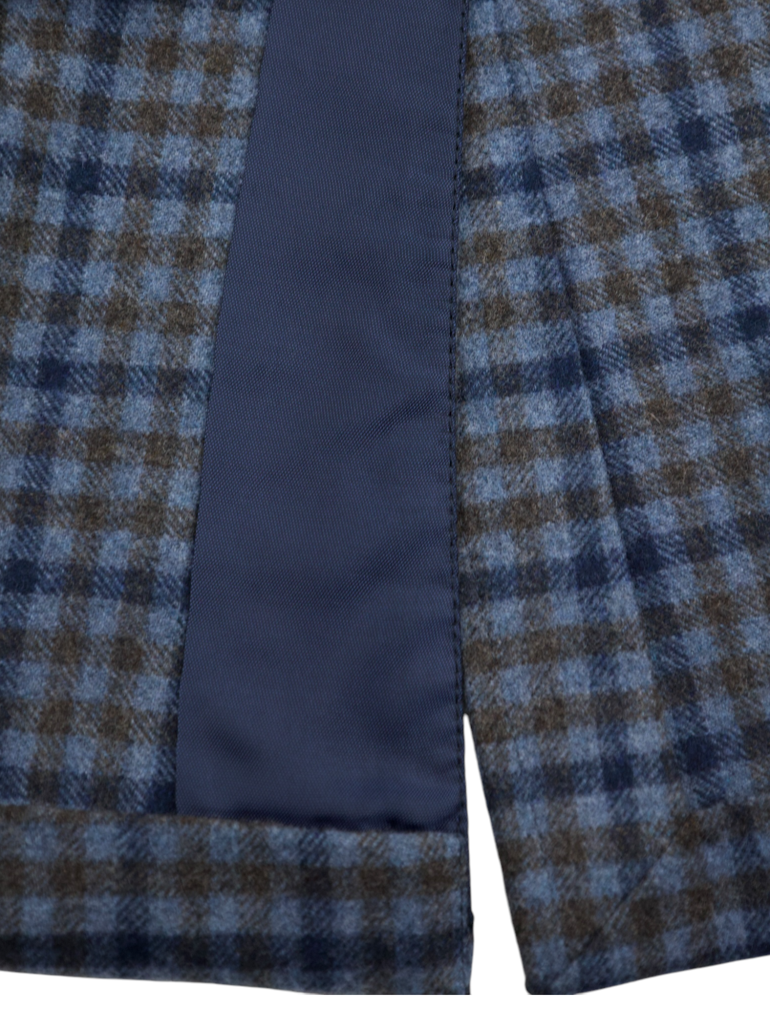 Ermenegildo Zegna Steel Blue & Dark Taupe Trofeo Wool & Cashmere Gingham Check Jacket