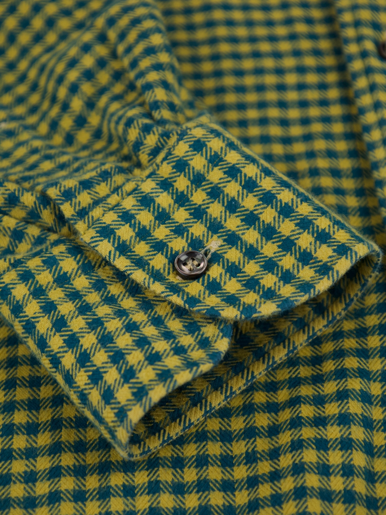 Fray Yellow & Petrol Gingham Check Flannel Shirt