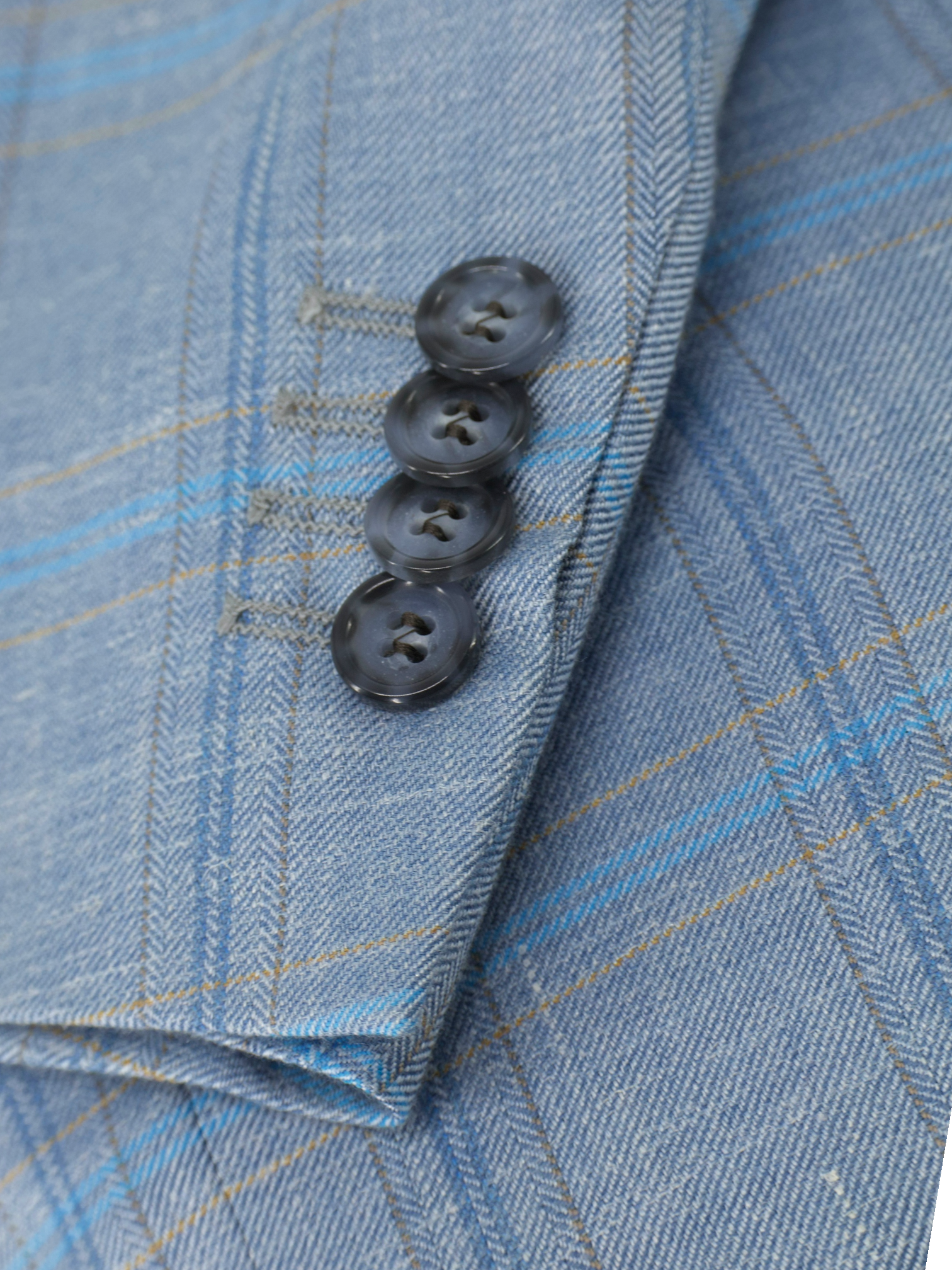 Brioni Ice Blue & Taupe Cashmere, Silk & Linen Overcheck Senato Jacket