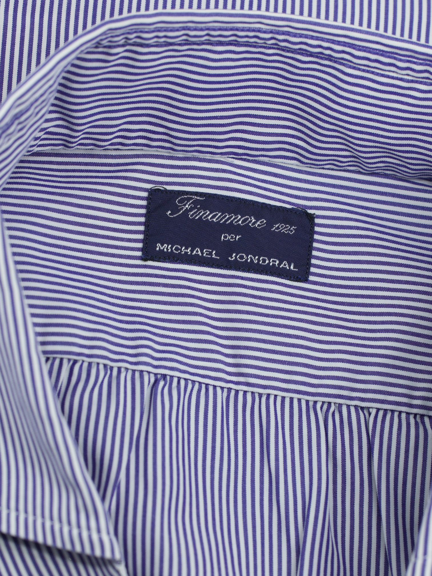 Finamore Blue & White Poplin-Cotton Pinstripe Shirt