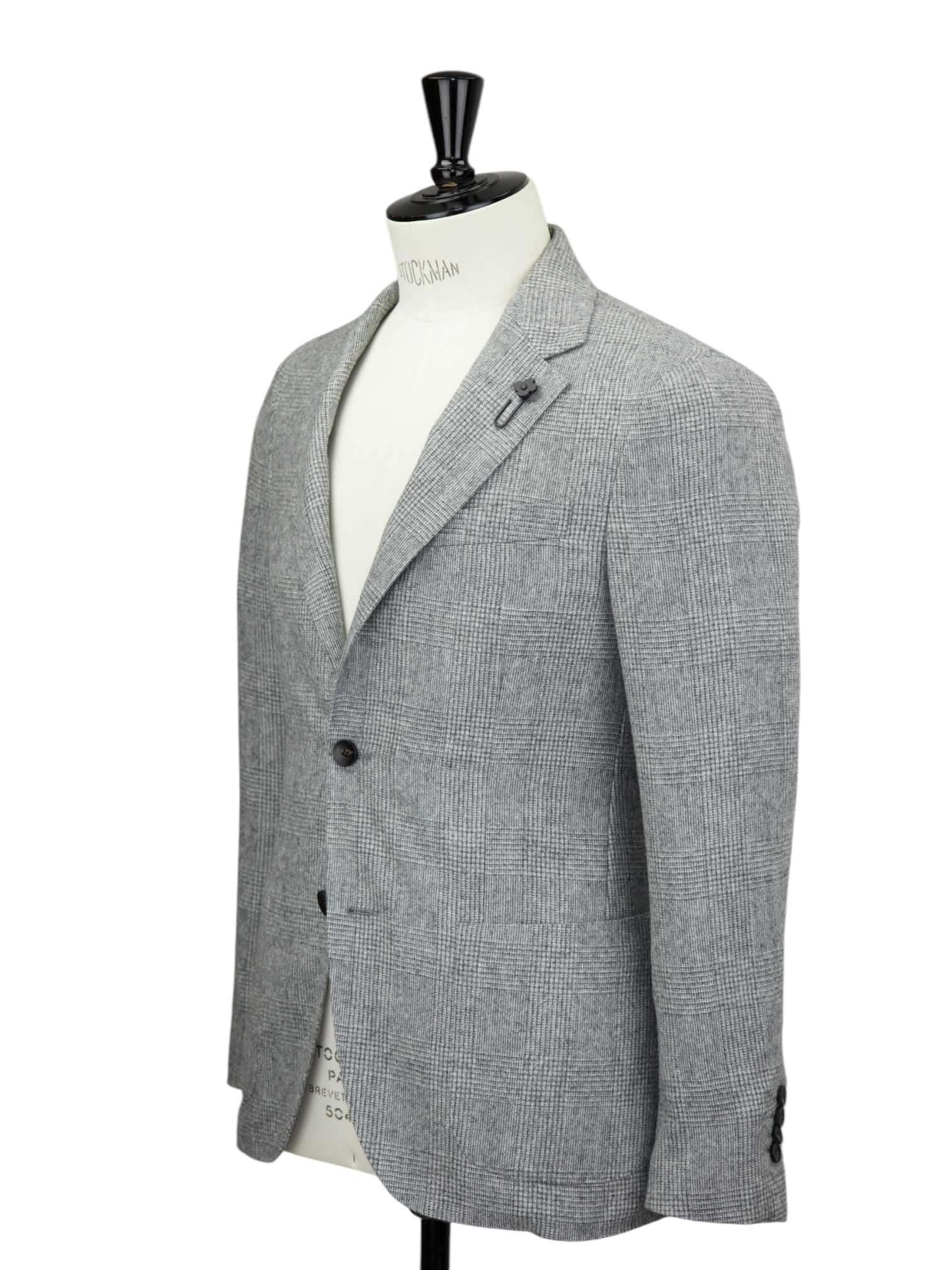 Lardini Grey Wool & Alpaca Prince of Wales Jacket