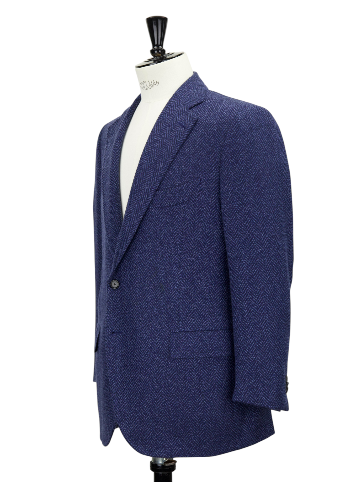 Cesare Attolini Blue Cashmere Herringbone Jacket