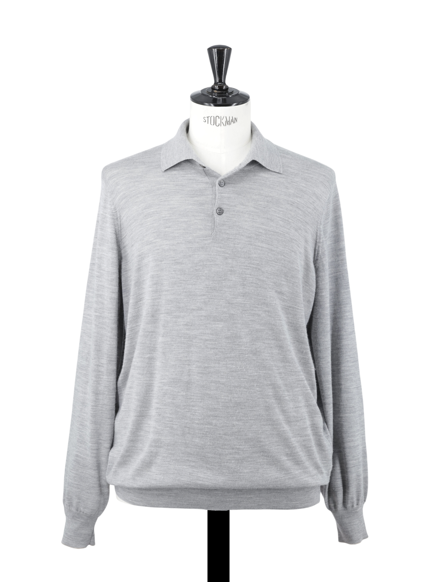 Brunello Cucinelli Grey Wool & Cashmere Long-Sleeve Polo