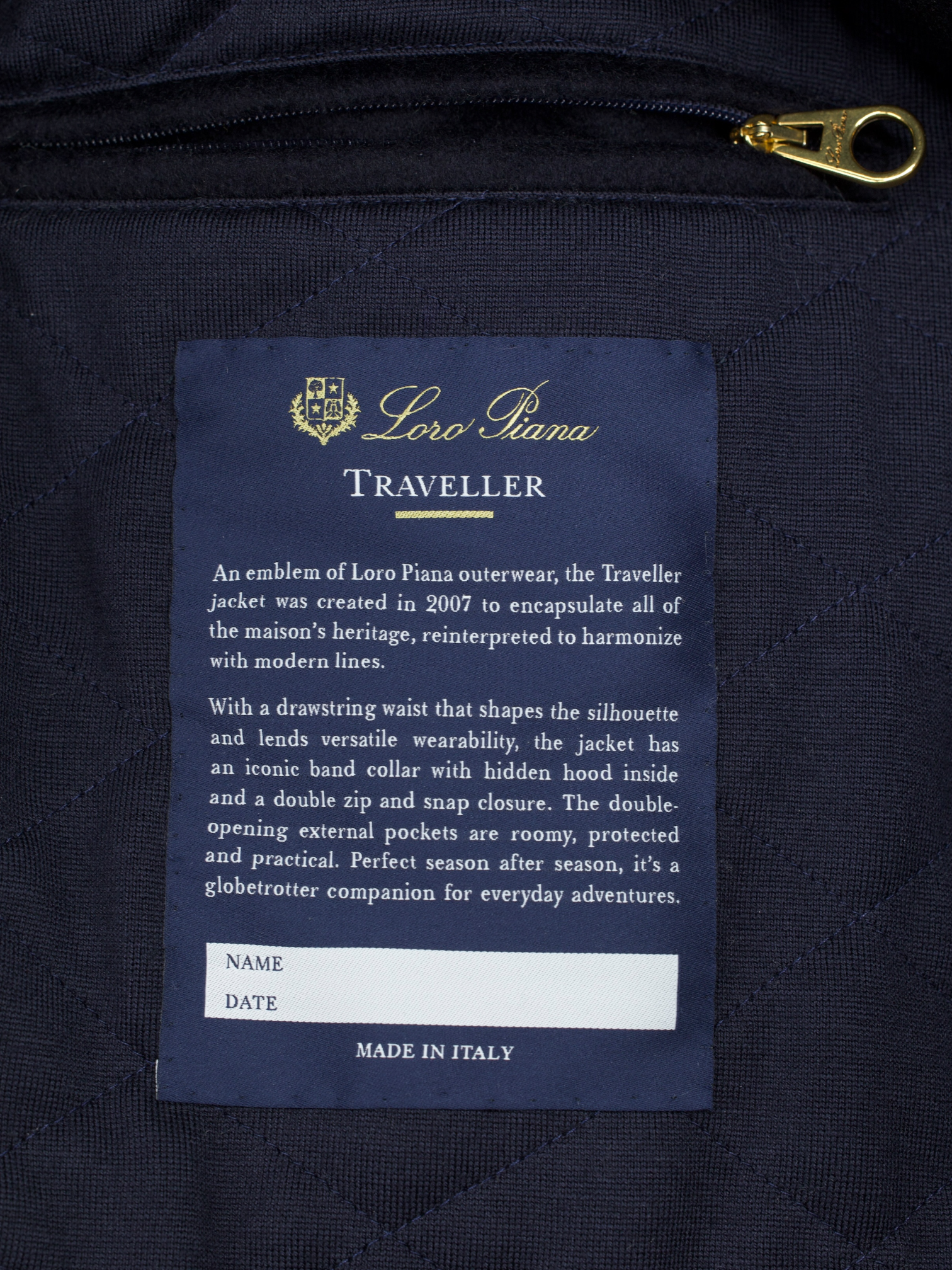 Loro Piana Navy Green Storm-System Cashmere "Jumping Team" Traveller Jacket