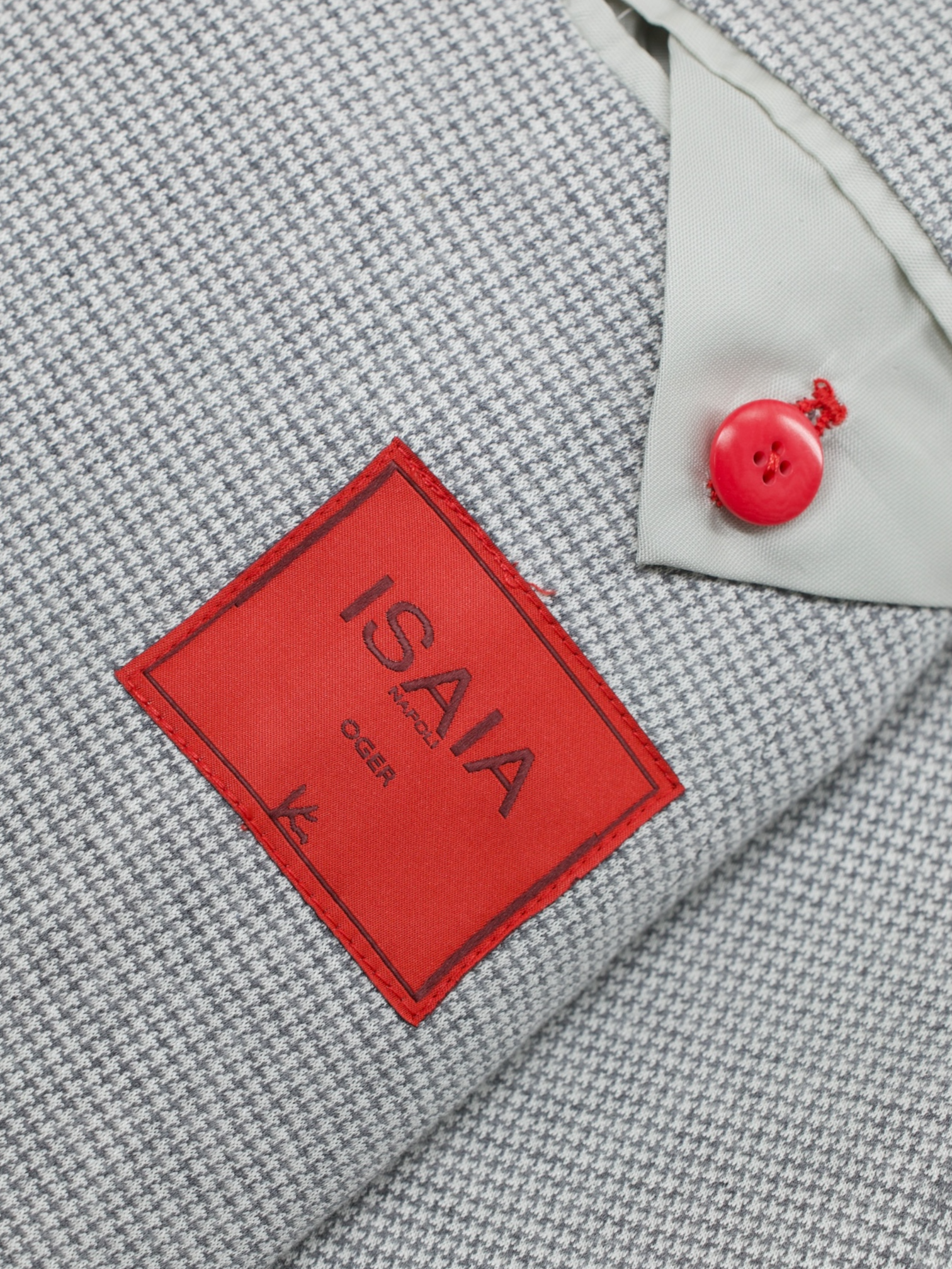 Isaia Light Grey Silk & Cotton "Comfort Project" Puppytooth Jacket