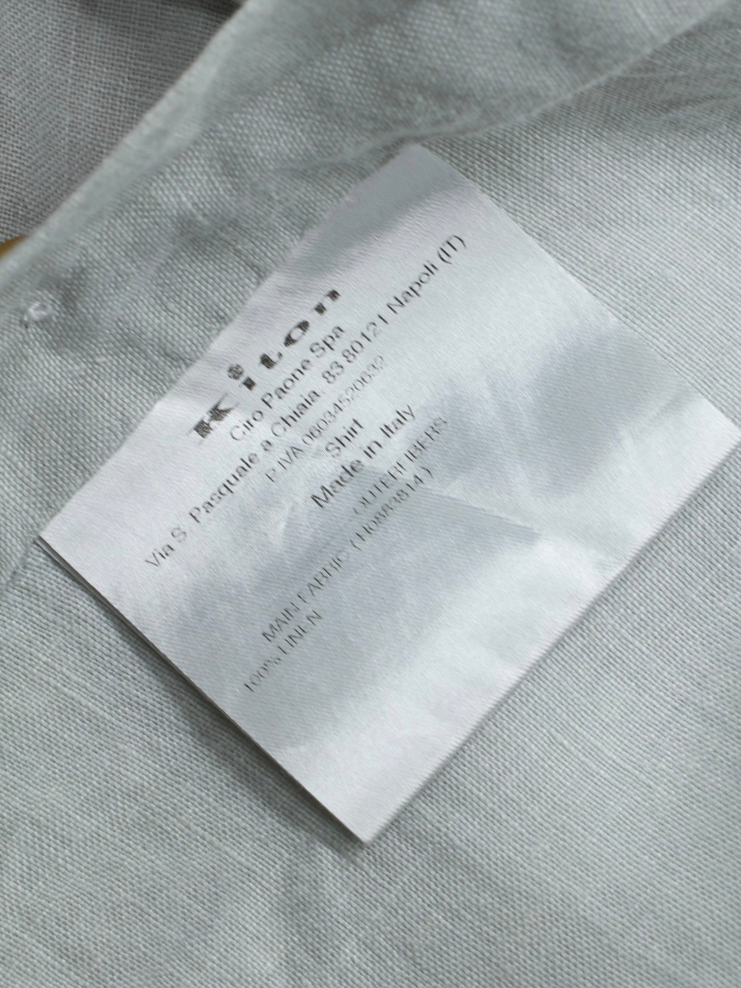 Kiton Sage Grey Pure Linen Sartorial Summer Shirt