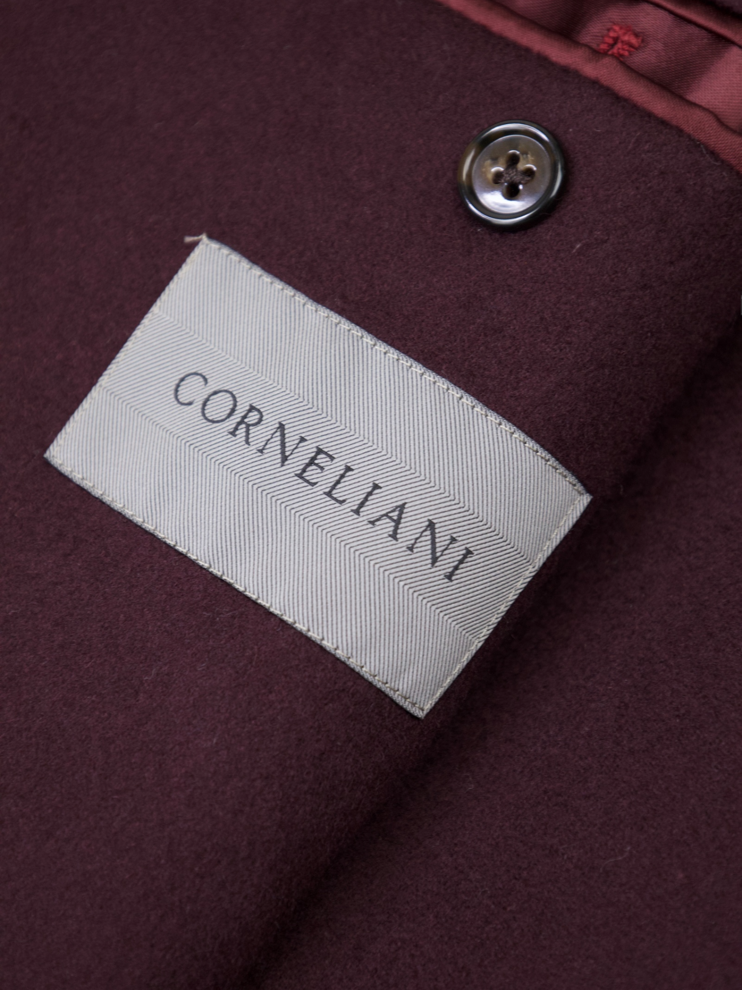 Corneliani Wine Red Extra-Fine Brushed Wool Belted Carcoat