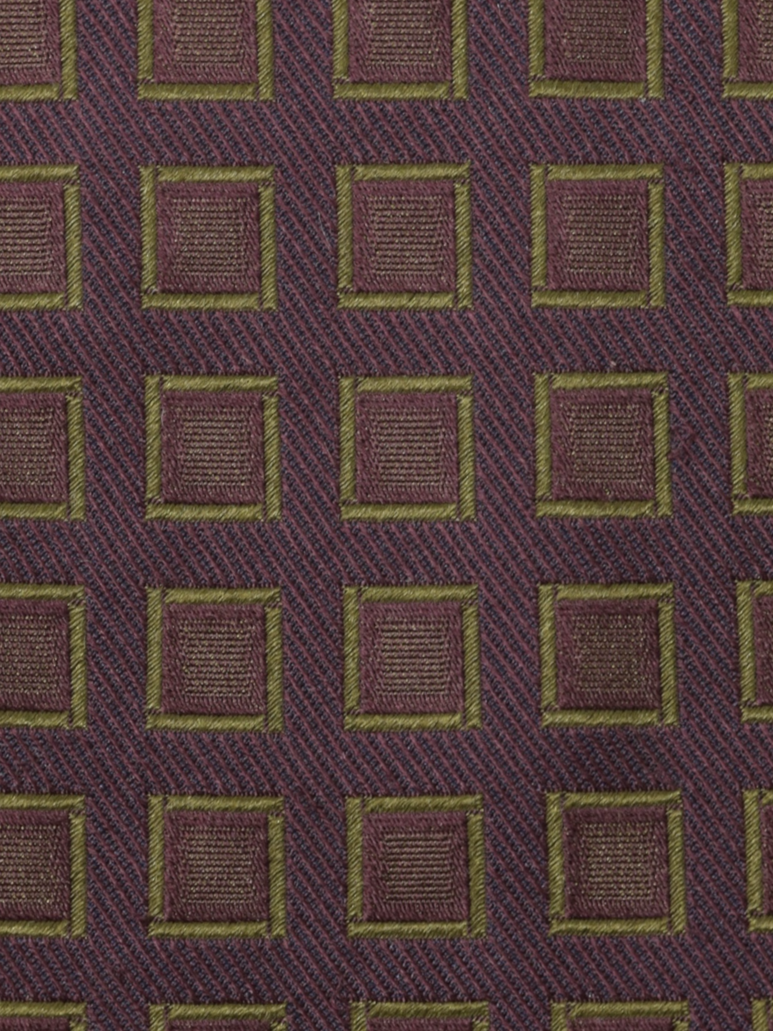 Kiton 5-Fold Burgundy & Bronze Silk Square-Pattern Tie