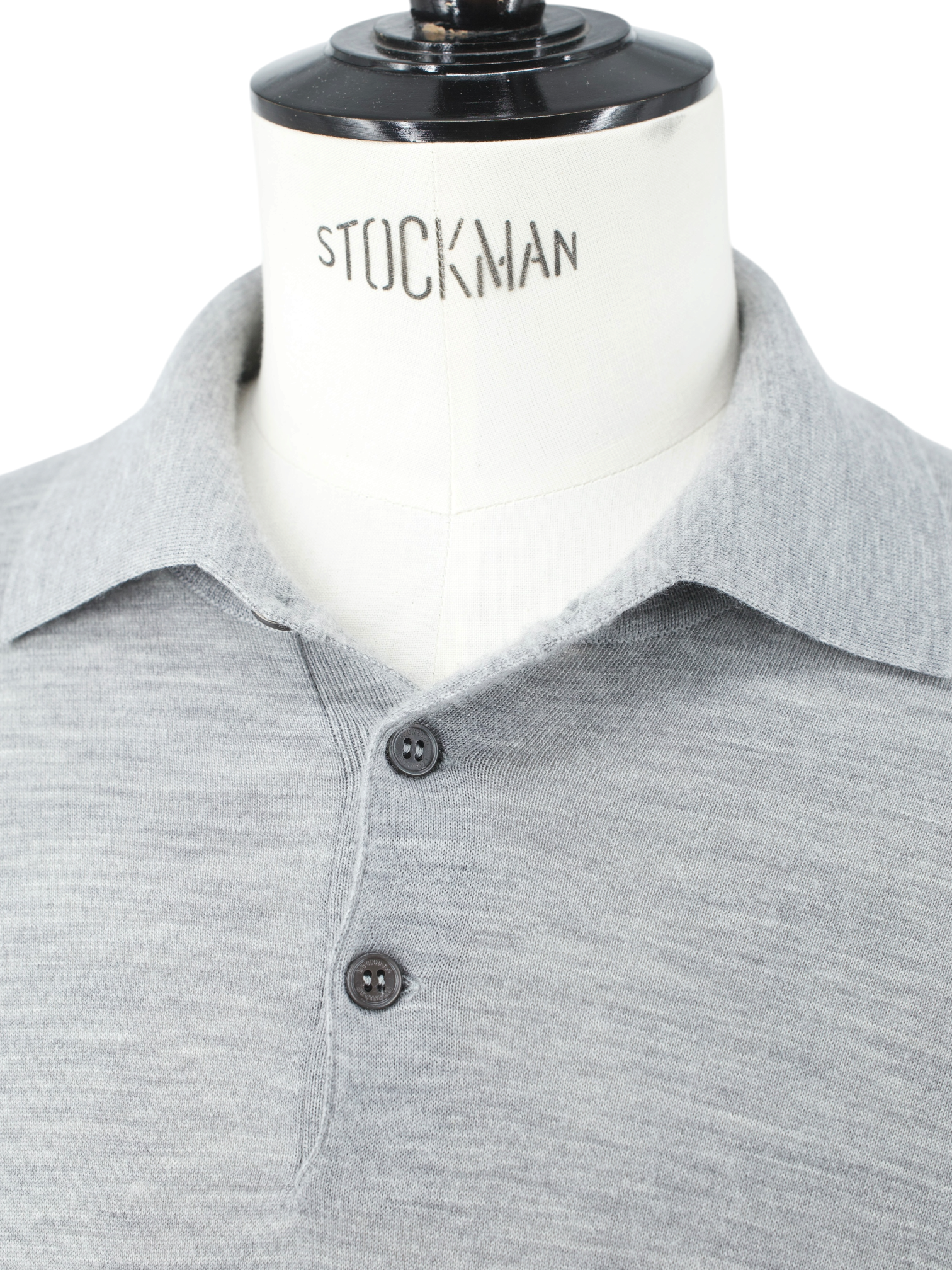 Brunello Cucinelli Grey Wool & Cashmere Long-Sleeve Polo