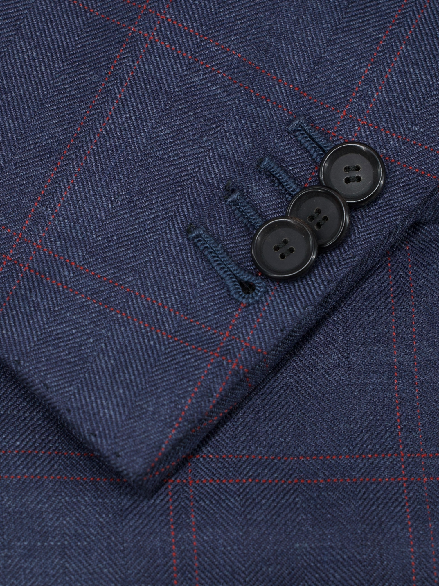 Cesare Attolini Steel Blue & Red Cashmere-Silk Windowpane Jacket