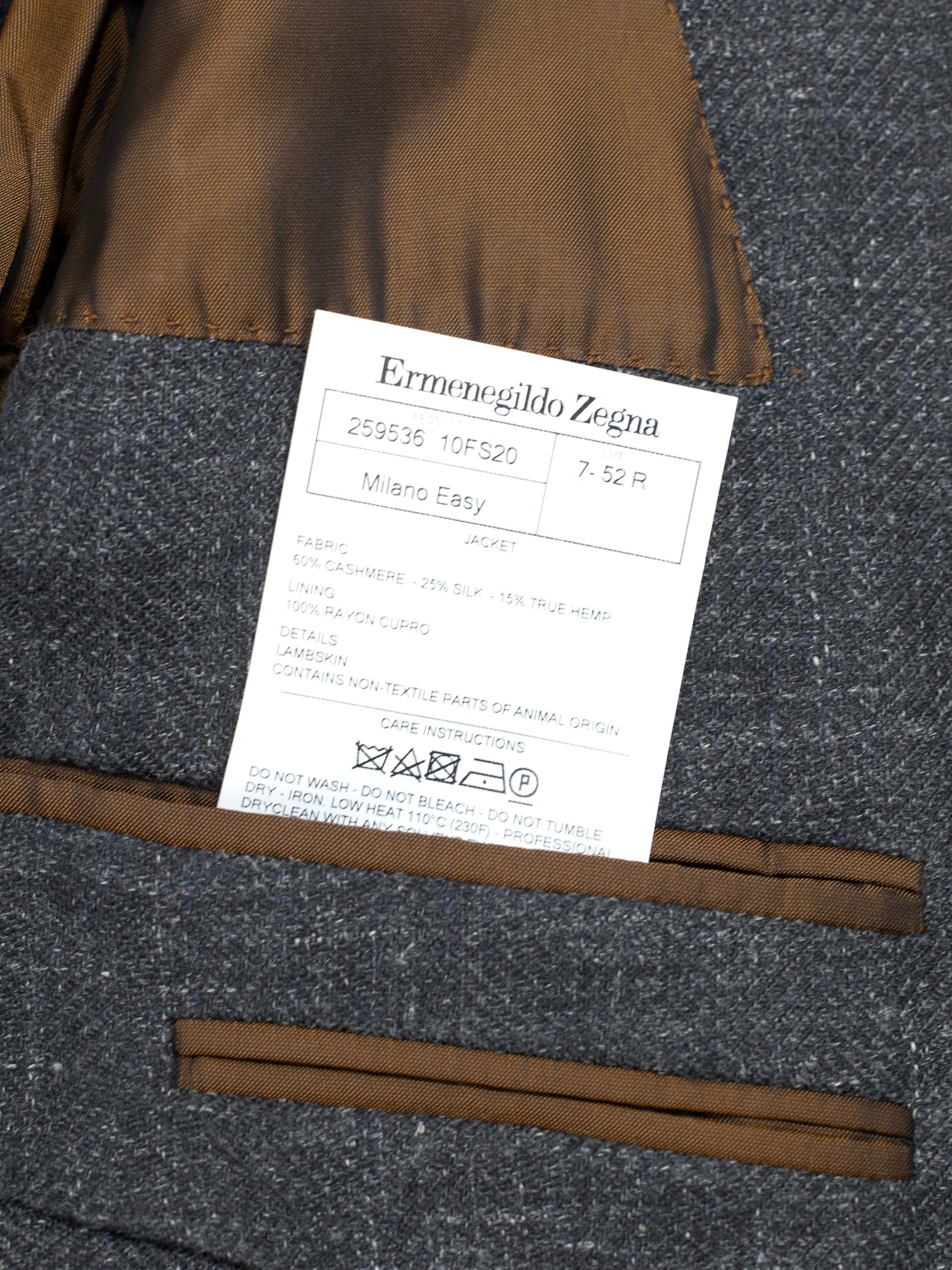 Ermenegildo Zegna Grey Cashmere, Silk & True Hemp Herringbone Milano Easy Jacket