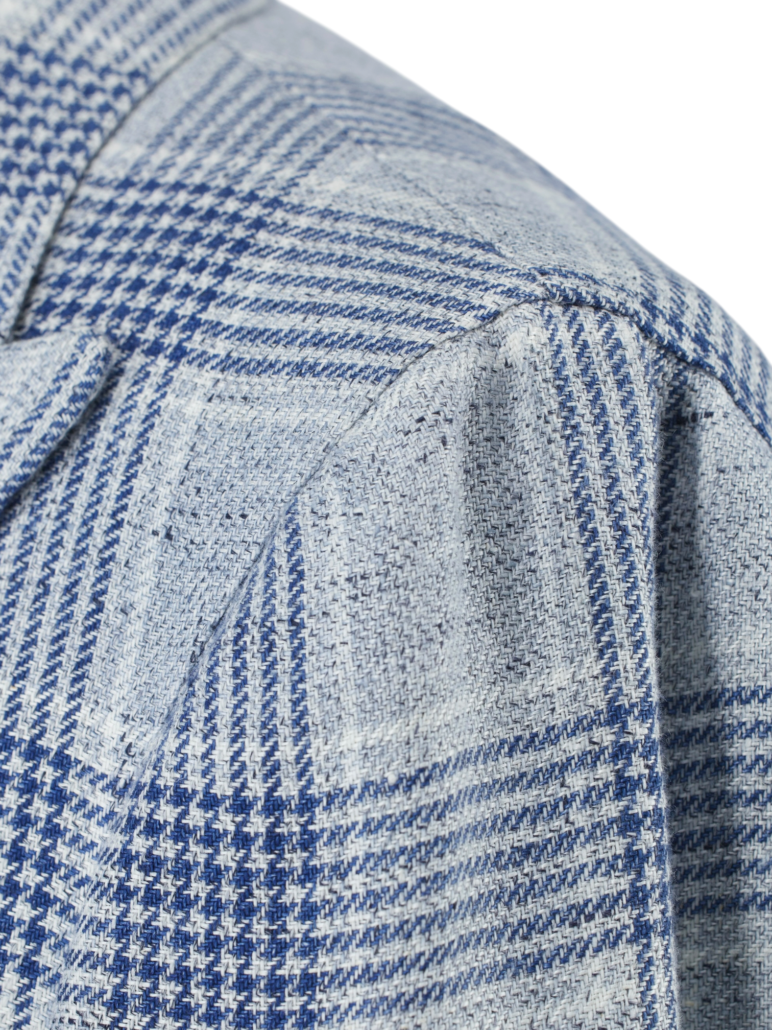 Orazio Luciano Steel & Denim Blue Double-Breasted Linen Glenplaid Jacket