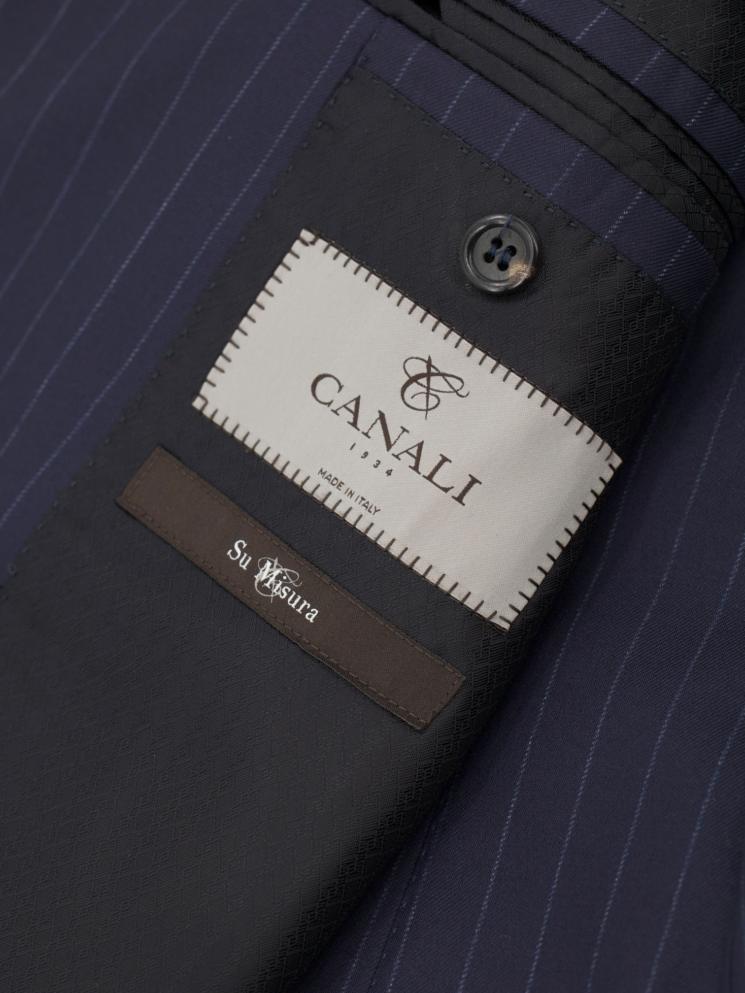 Canali Dark Blue Super 160's Pinstripe Wallstreet Suit