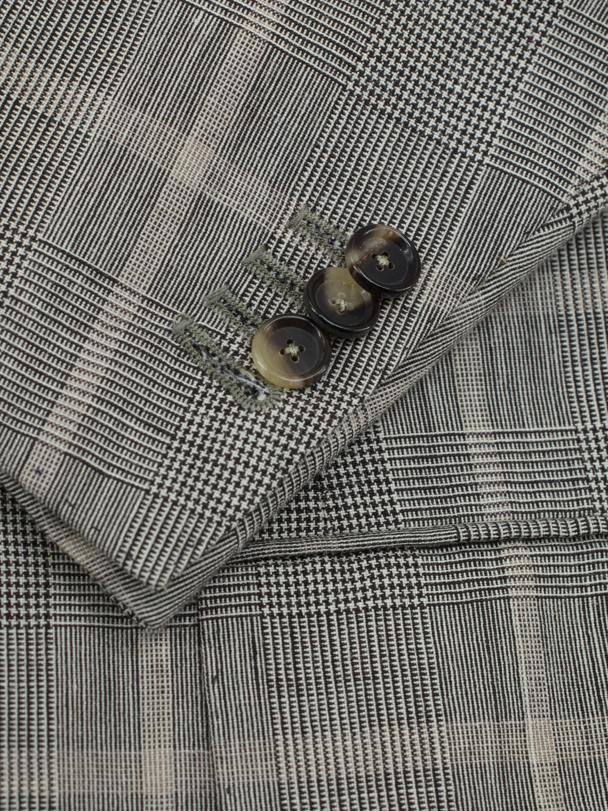 Cesare Attolini Taupe Wool, Silk & Linen Overcheck Summer Suit
