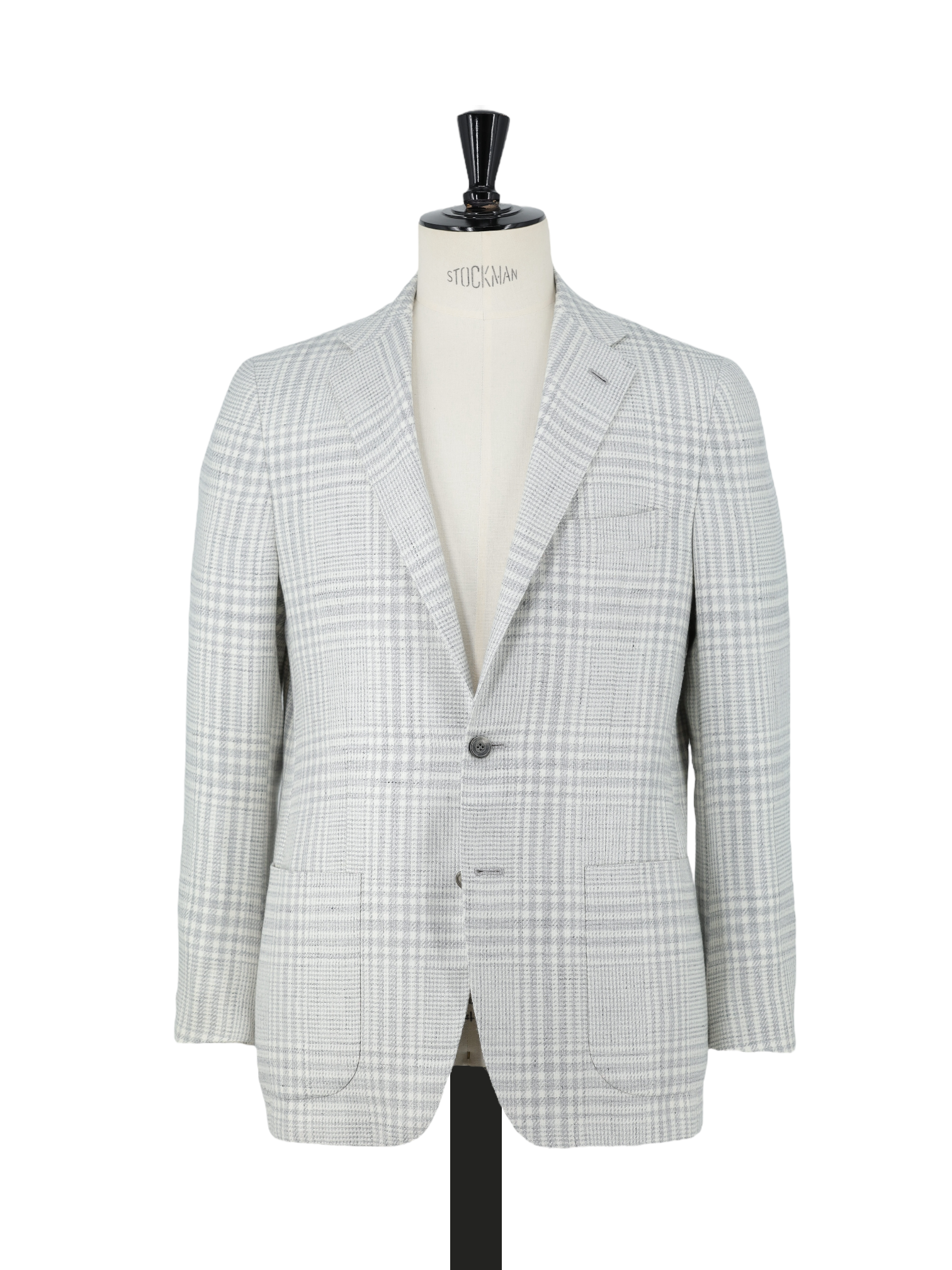 Kiton Light Grey Wool, Cashmere, Silk & Linen Prince of Wales Jacket